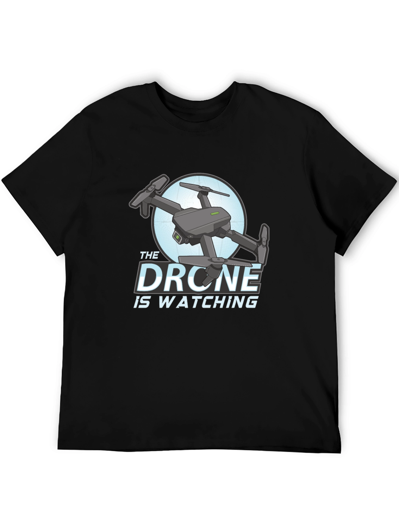 Black The Drone Is Watching Graphic T-Shirt view 5