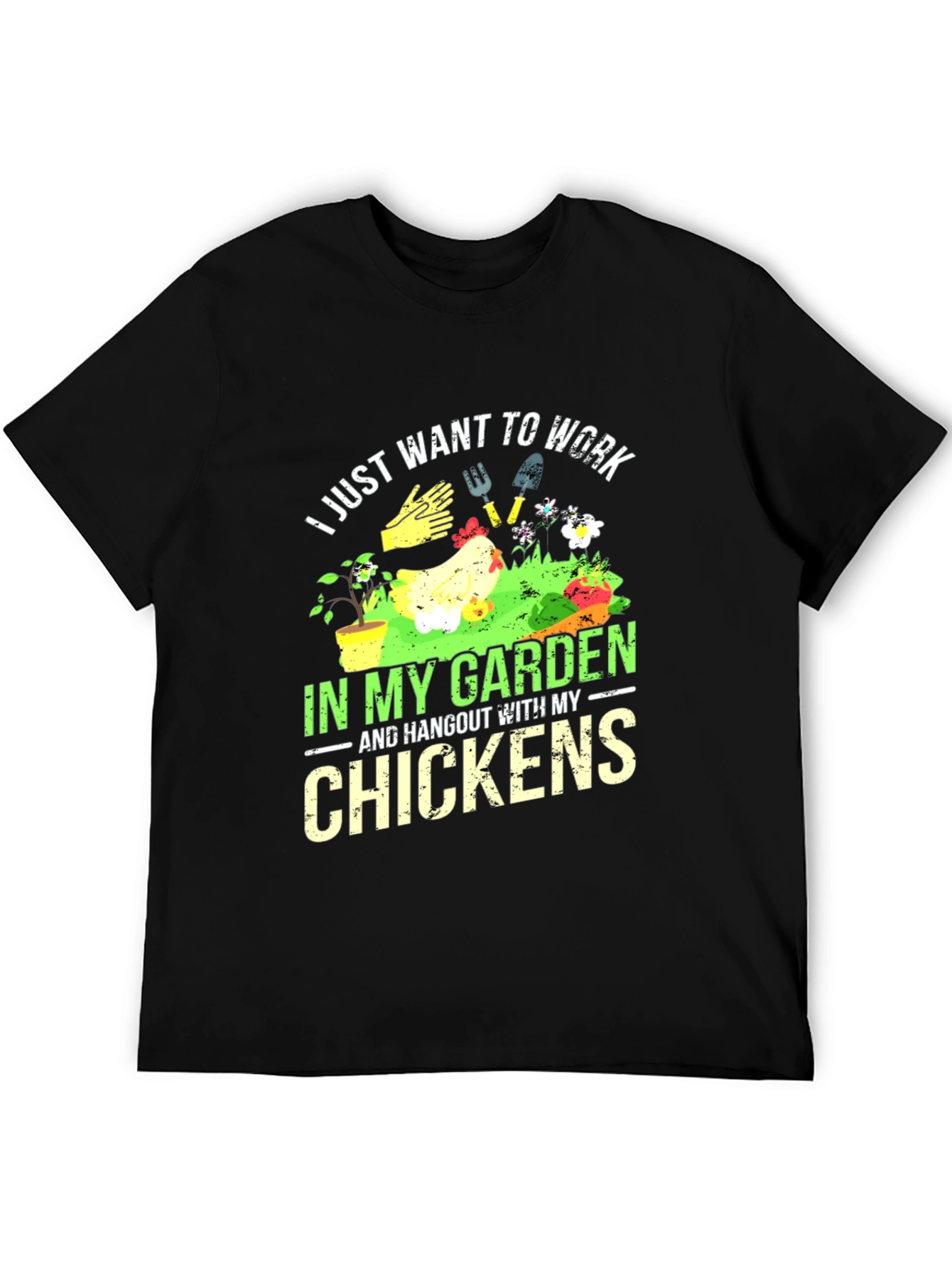Black Gardening & Chicken Lover T-Shirt view 5