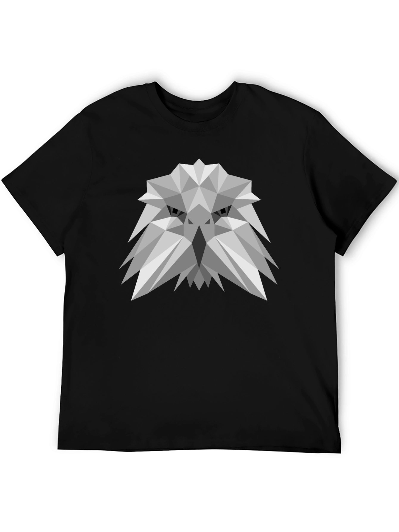 Black Geometric Eagle Graphic Tee - Modern Men's Black T-Shirt view 5