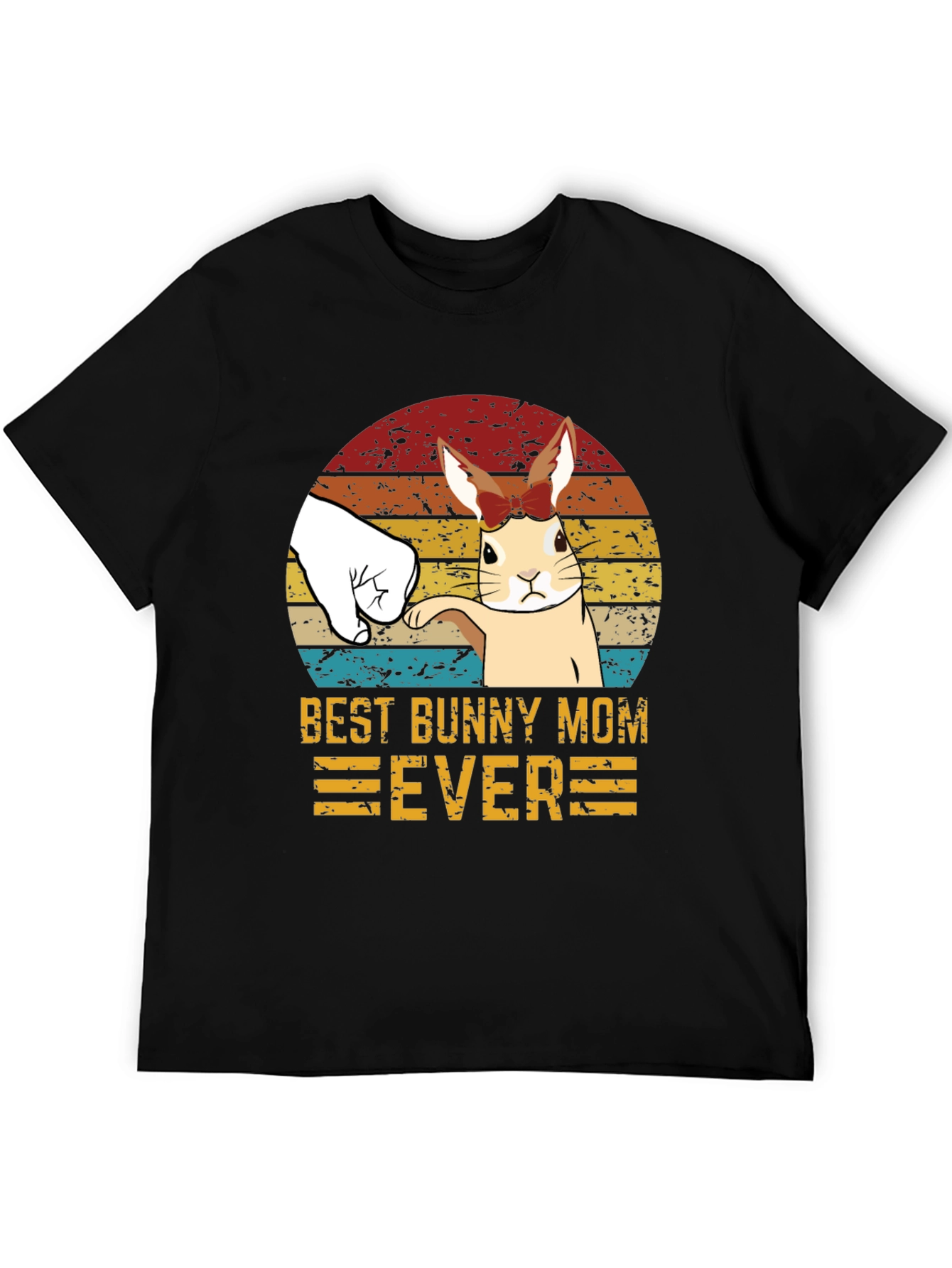 Black Best Bunny Mom Ever T-Shirt view 5