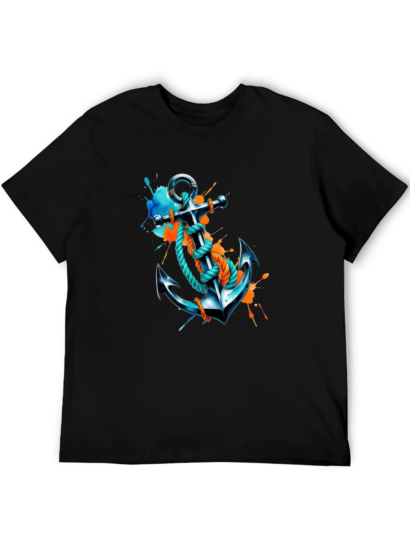 Black Anchor Graphic T-Shirt - Artistic Nautical Tee view 5