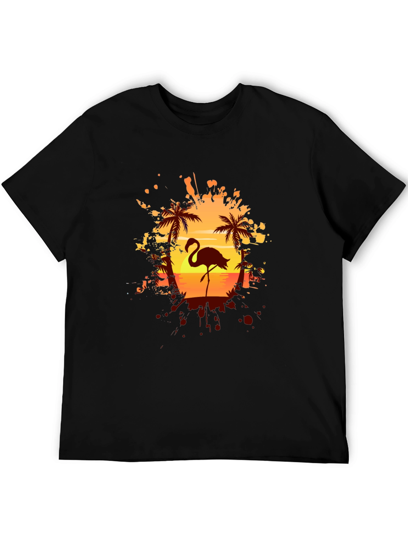 Black Flamingo Sunset Graphic Tee - Tropical Vibes view 5