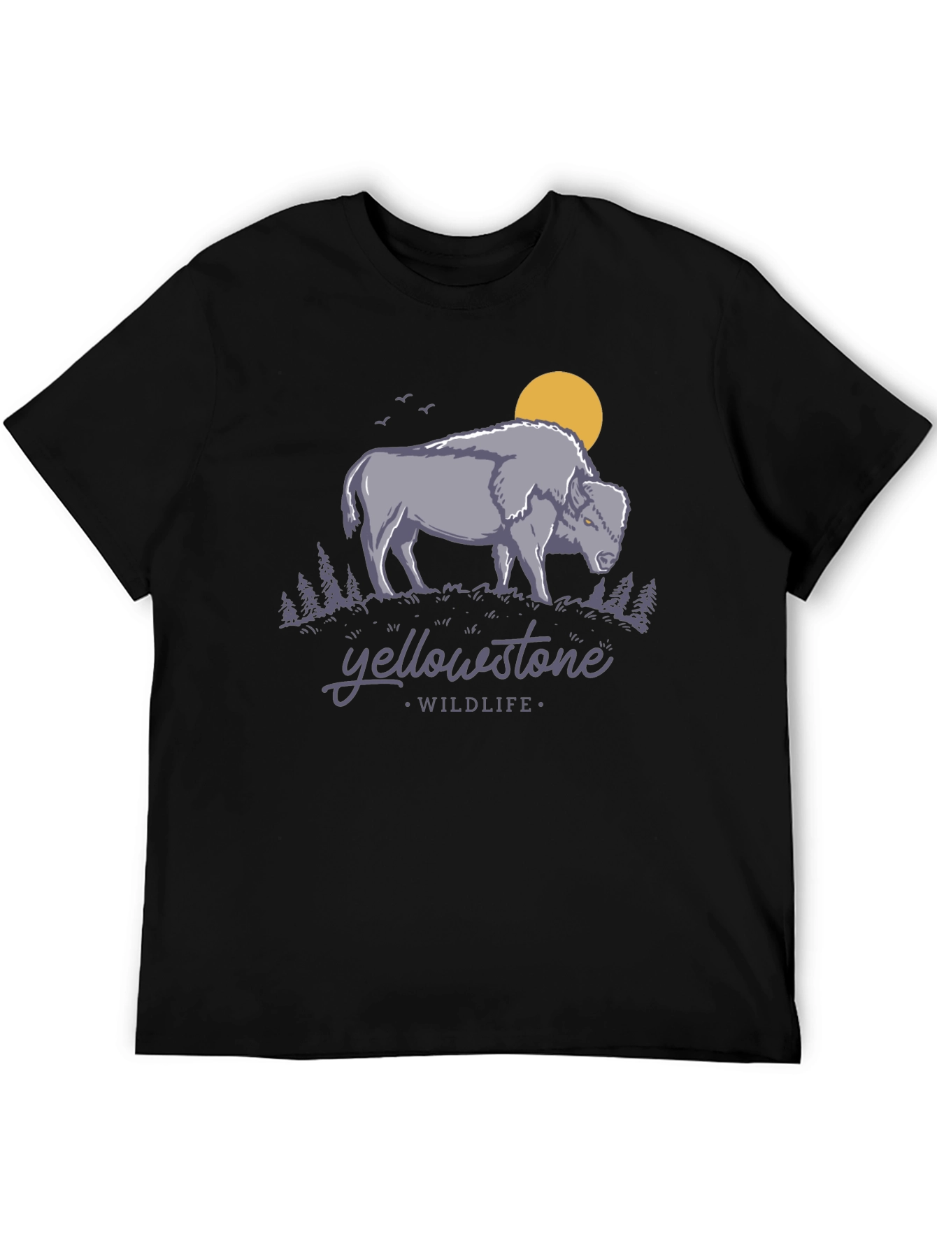 Black Yellowstone Wildlife Graphic Tee - Bison Design view 5