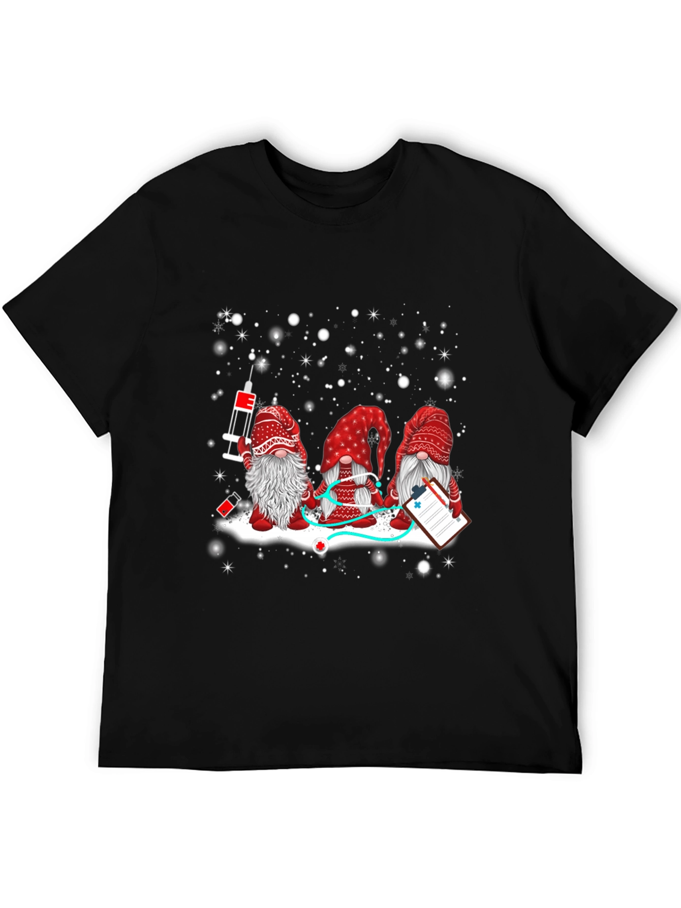 Black Nurse Gnomes T-Shirt - Holiday Medical Tee view 5