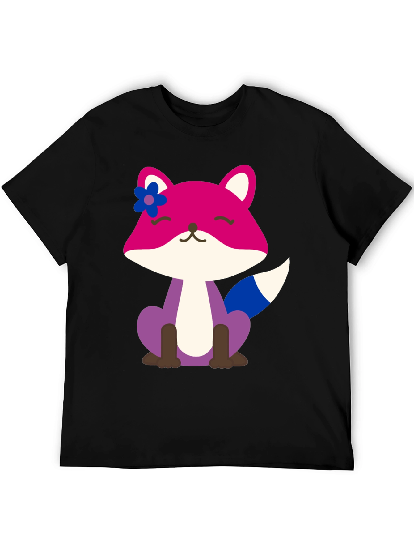 Black Cute Fox Bi Pride T-Shirt - Soft Cotton Blend view 5