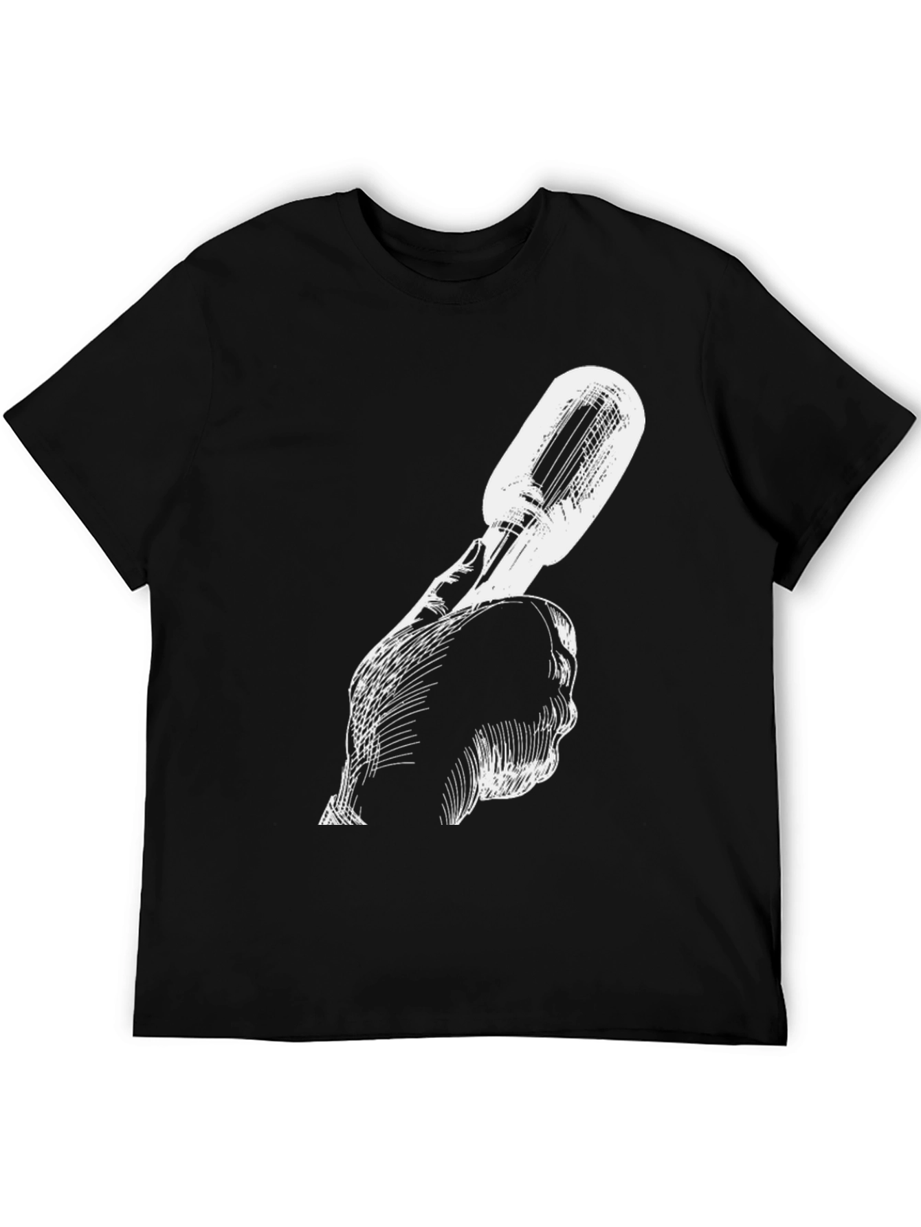 Black Unique Black Tee with Microphone Graphic view 5