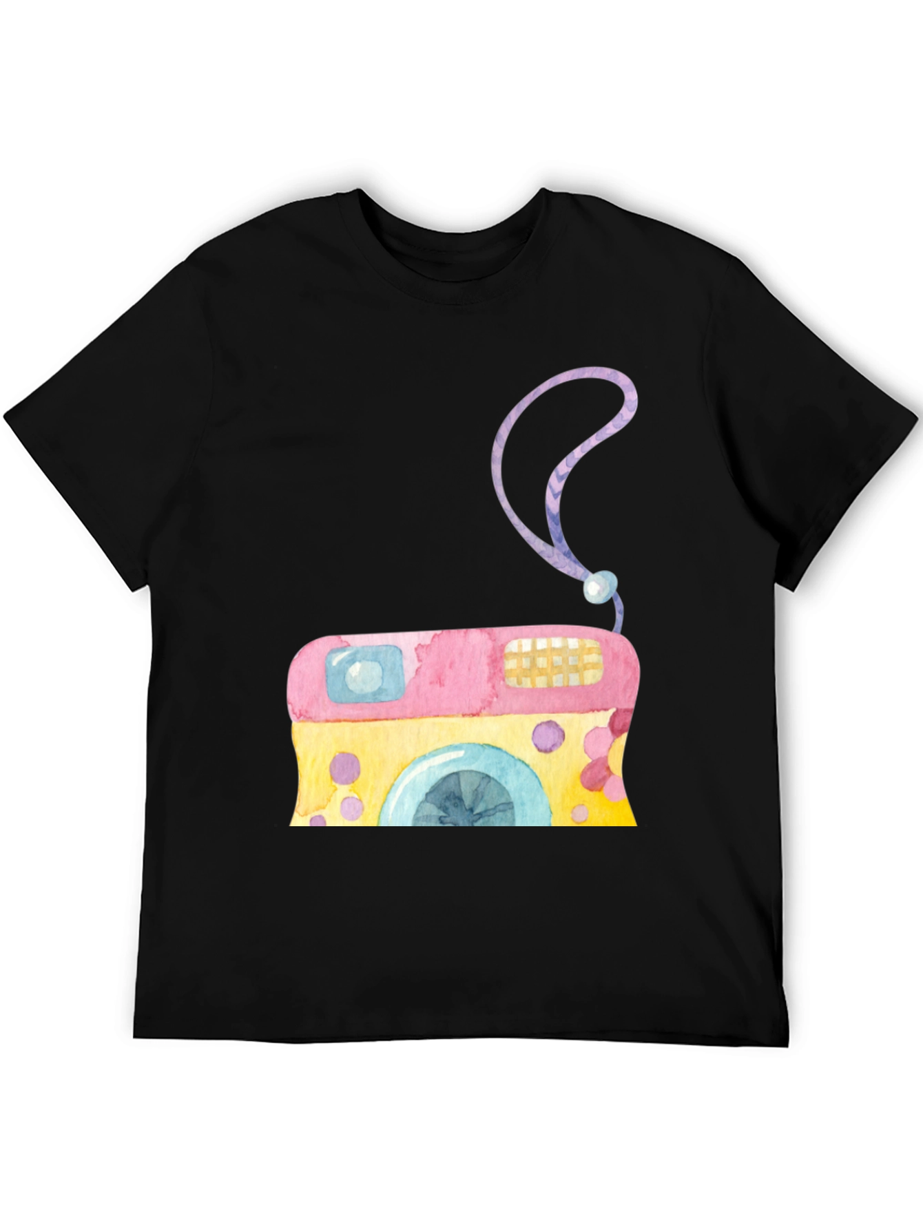 Black Watercolor Camera Graphic Tee view 5