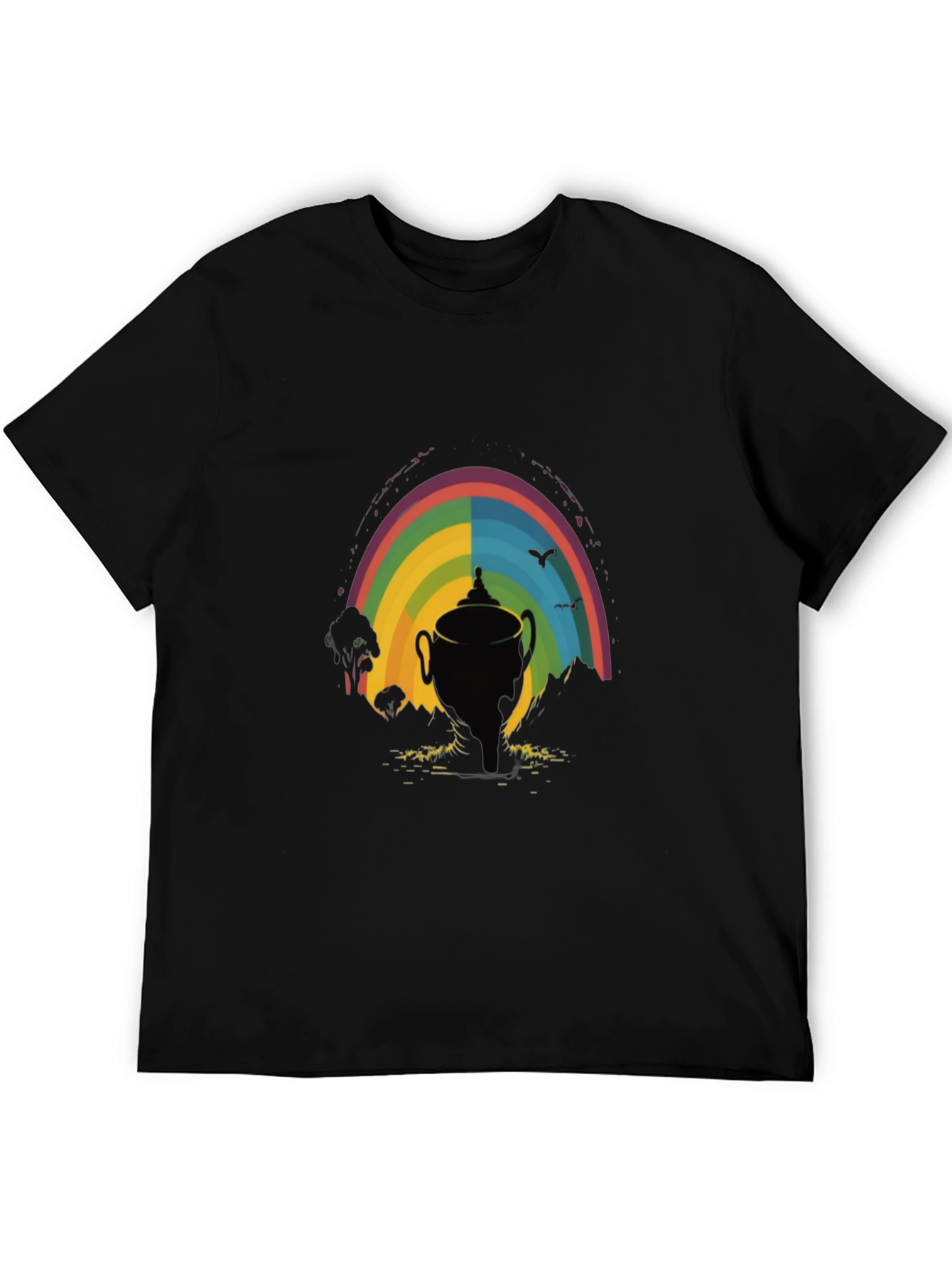 Black Rainbow Trophy Graphic Tee - Black Cotton Shirt view 5