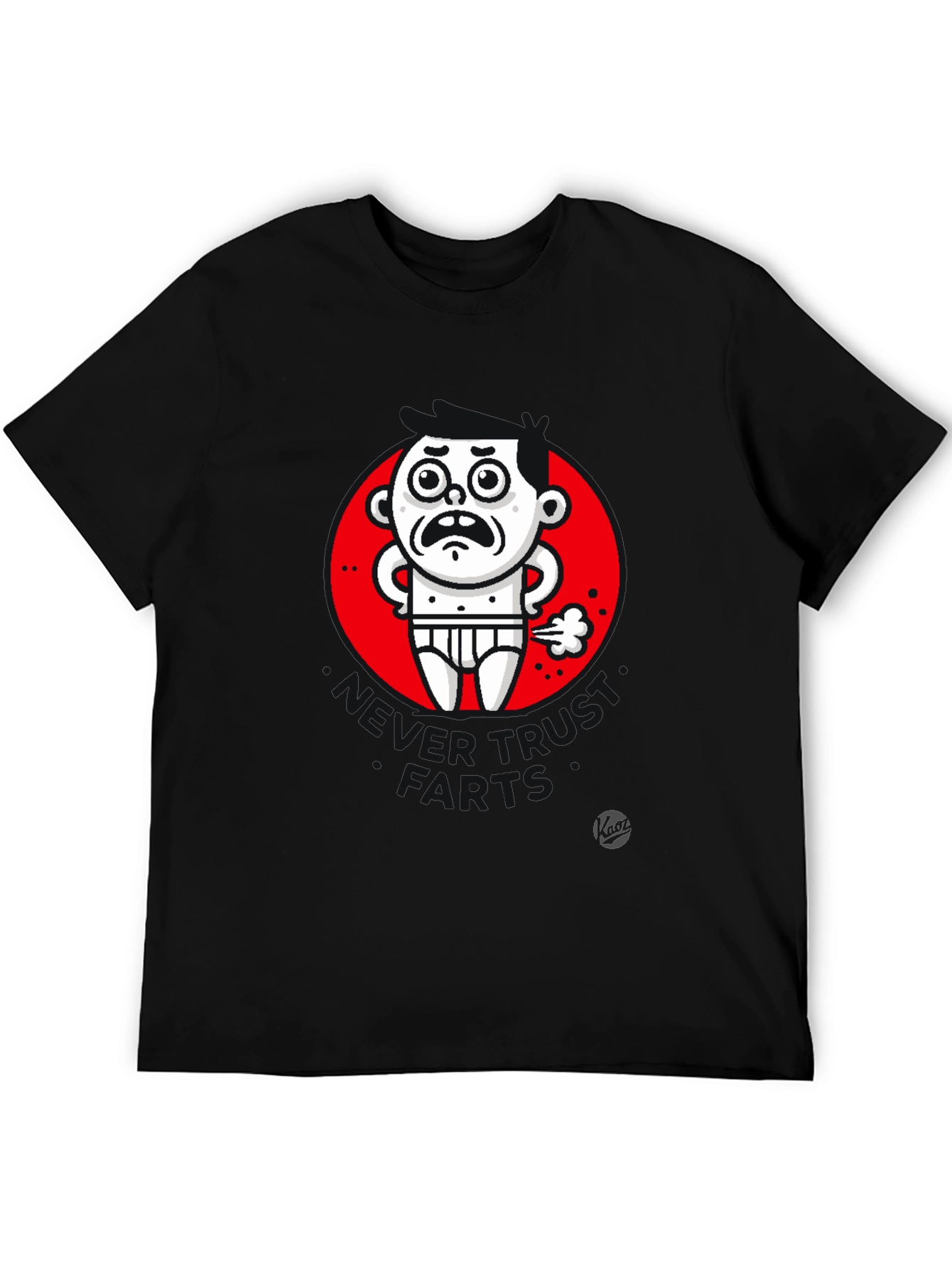 Black Funny Farting Man Graphic T-Shirt - Black view 5