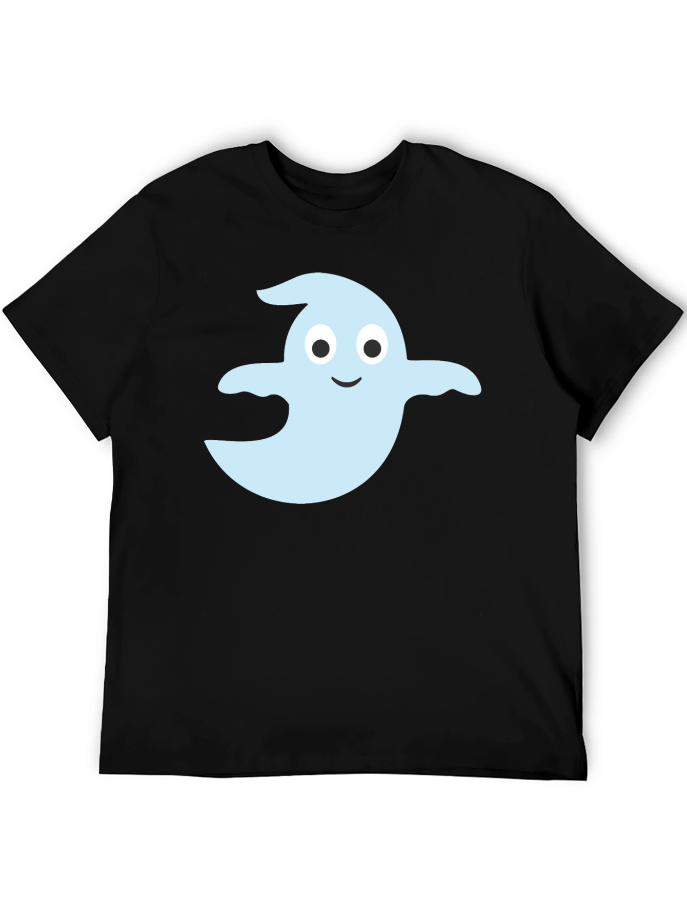 Black Cute Ghost Graphic Tee - Black Cotton Blend view 5