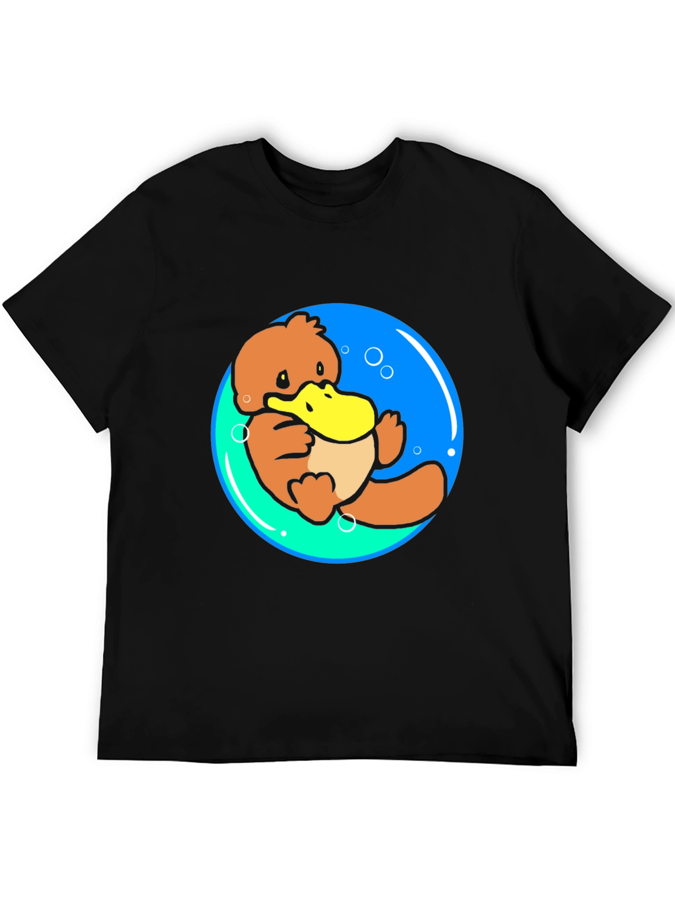 Black Psyduck T-Shirt - Cartoon Graphic Tee view 5