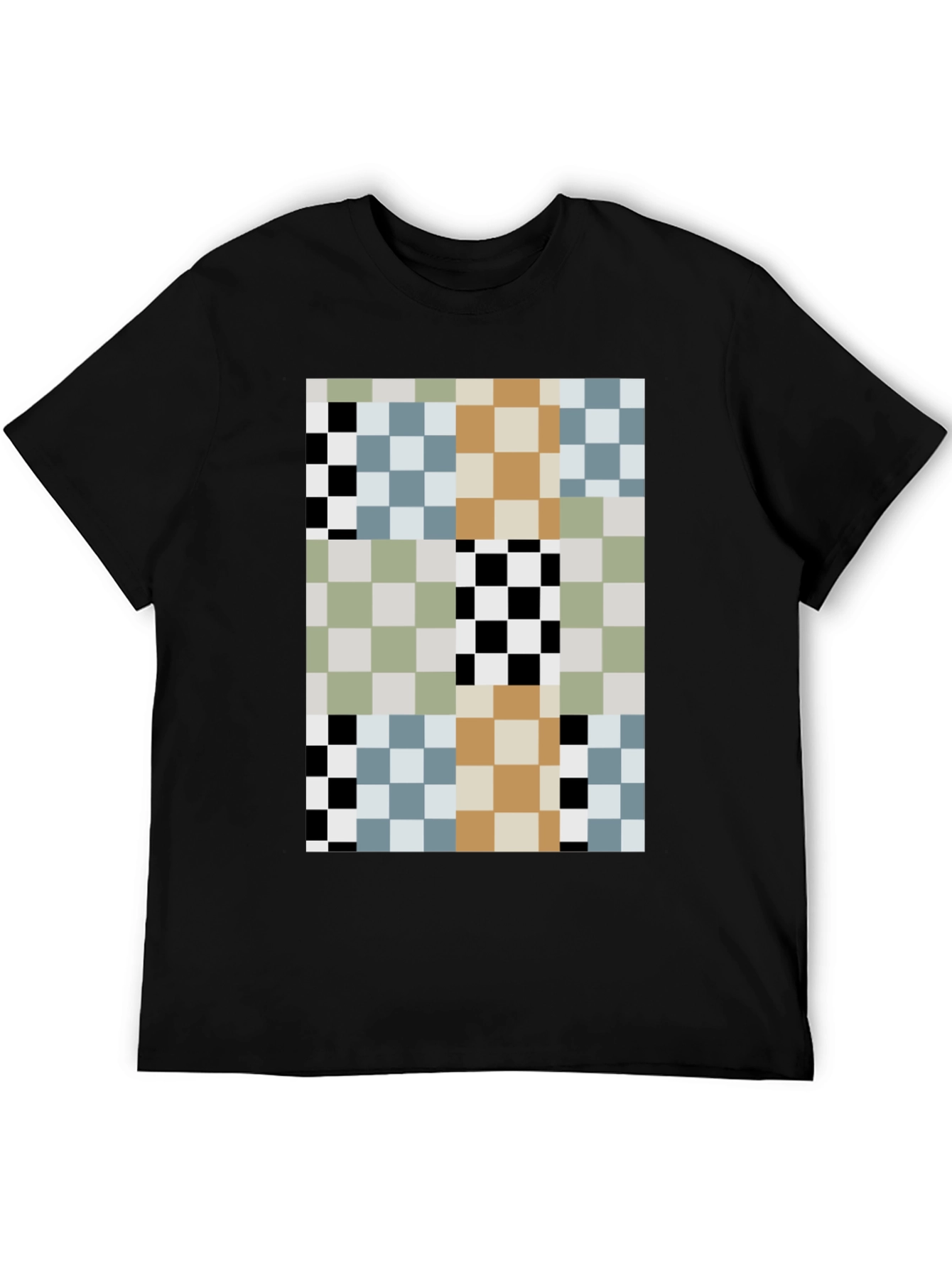 Black Pixelated Pattern T-Shirt - Modern Abstract Style view 5