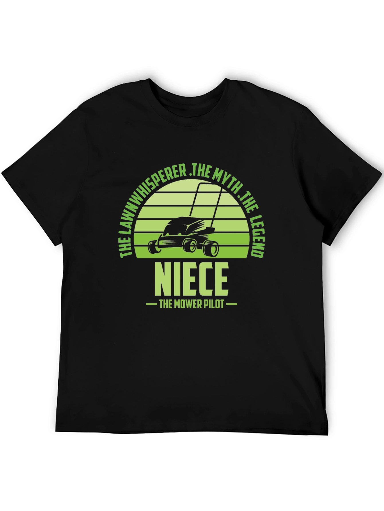 Black Niece the Lawn Mower Pilot T-Shirt view 5