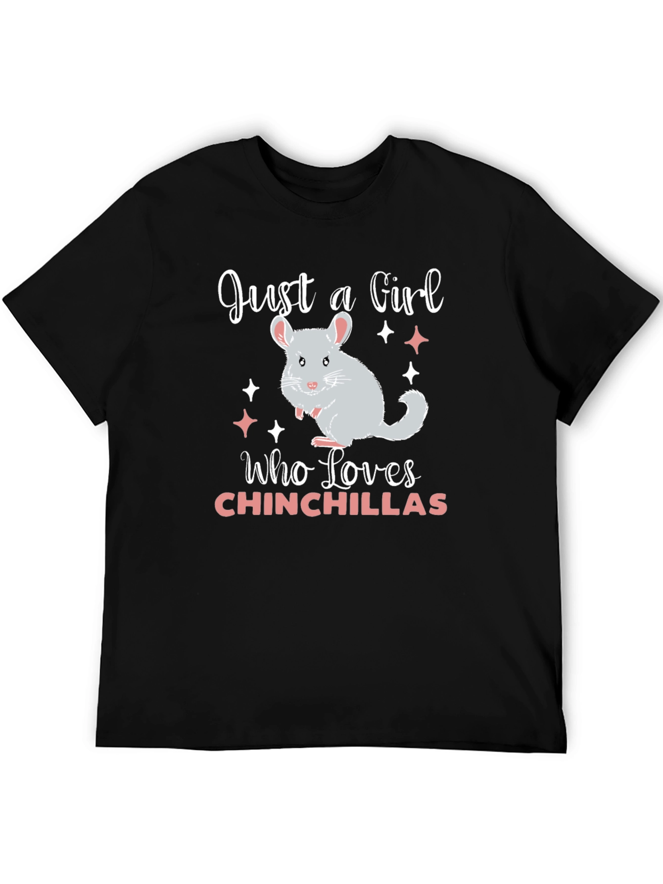 Black Just A Girl Who Loves Chinchillas T-Shirt view 5