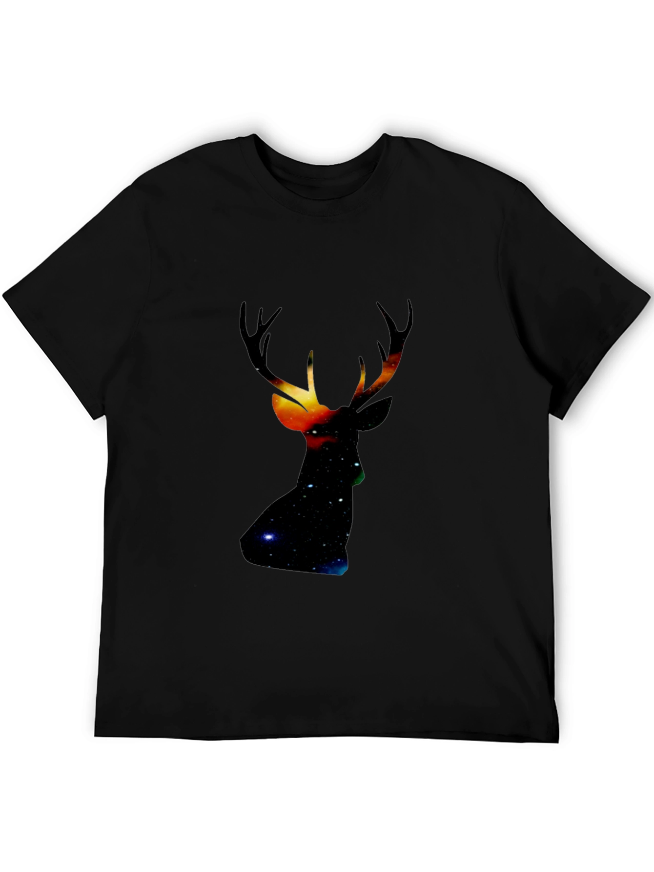 Black Galaxy Deer Head Black T-Shirt view 5