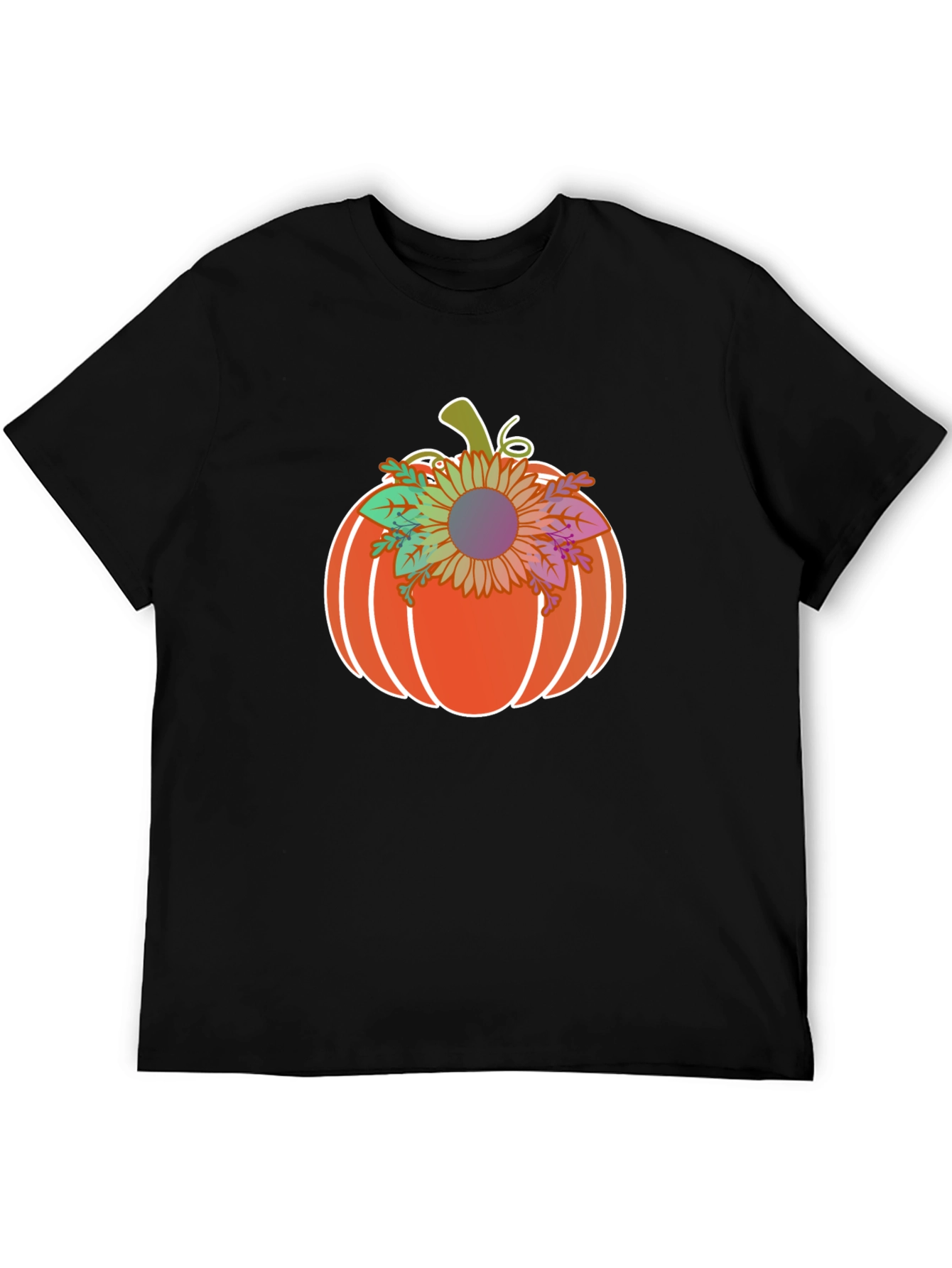 Black Pumpkin Sunflower Graphic T-Shirt view 5