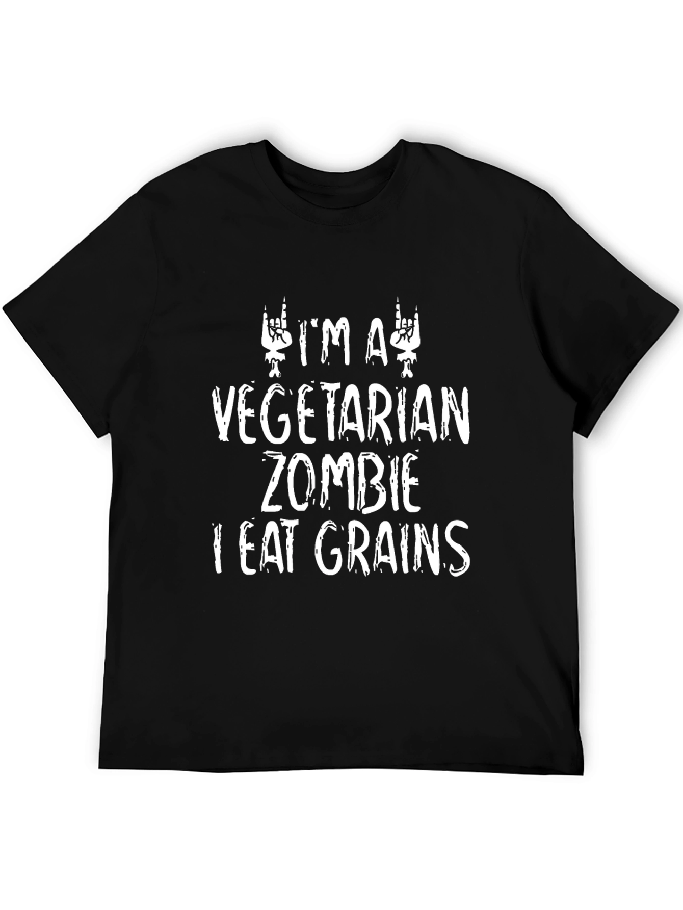 Black Vegetarian Zombie T-Shirt - I Eat Grains Funny Tee view 5