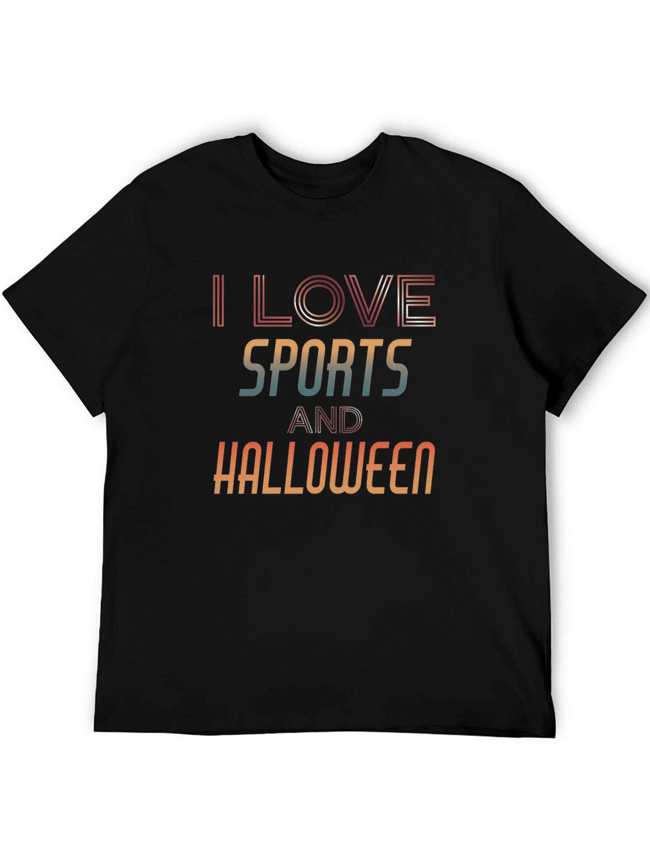 Black I Love Sports and Halloween Black Graphic Tee view 5