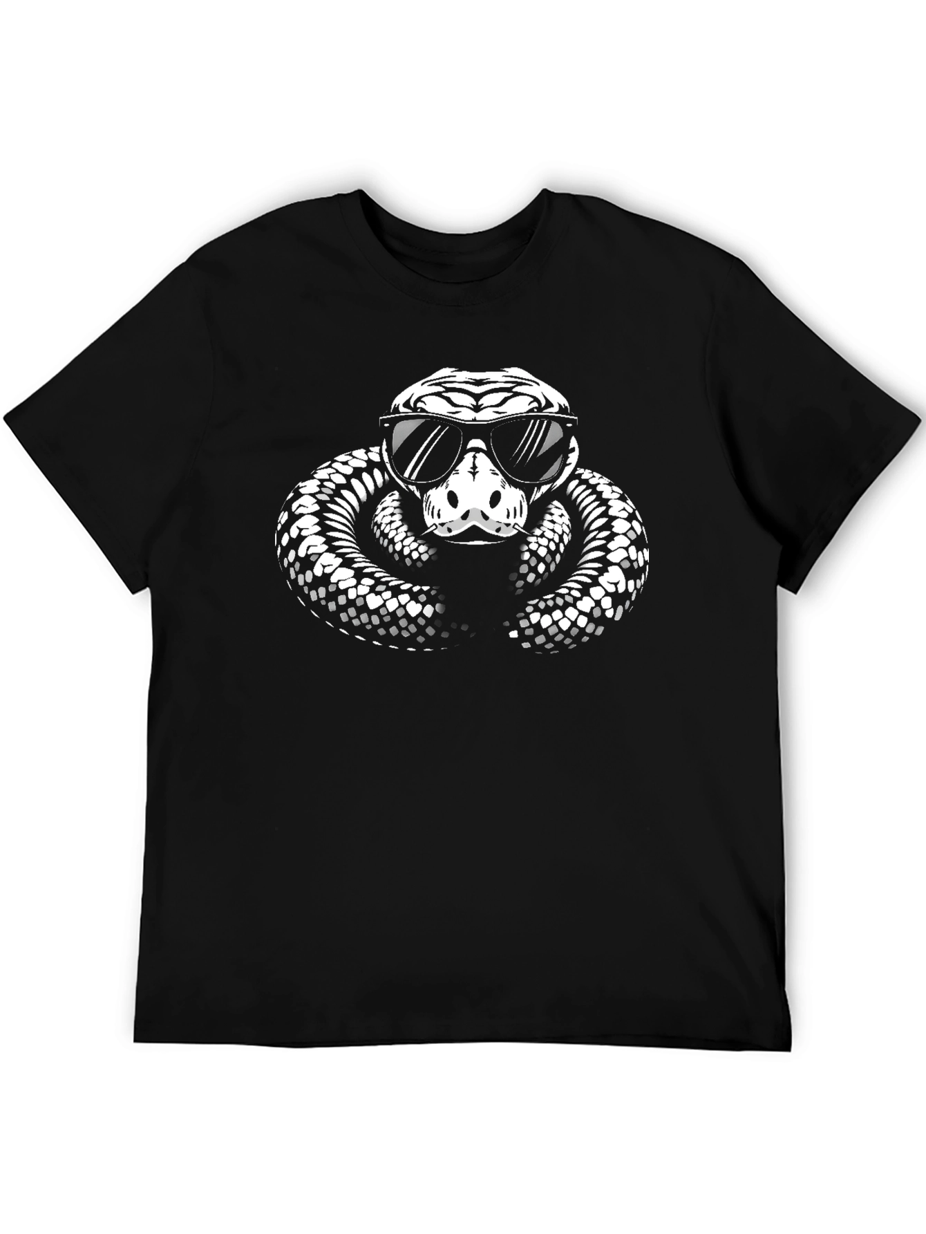 Black Cool Snake Graphic Tee - Black Cotton T-Shirt view 5