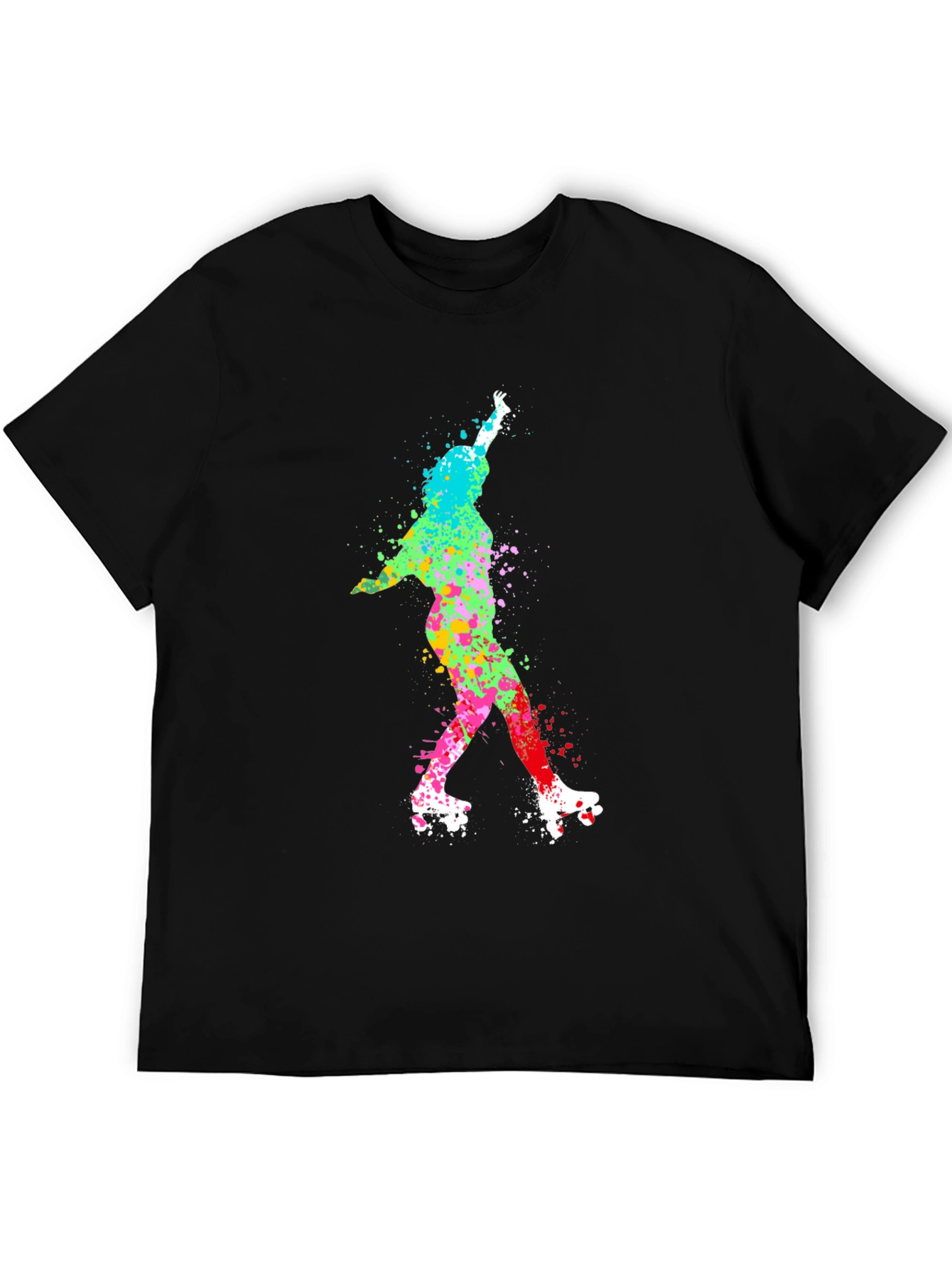 Black Colorful Roller Skate T-Shirt view 5