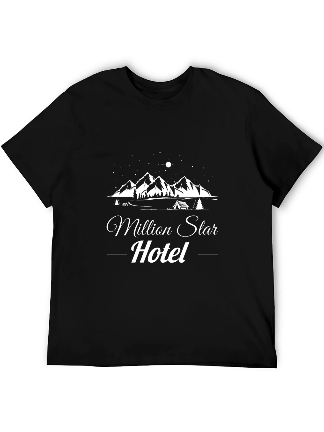 Black Million Star Hotel Camping T-Shirt view 5