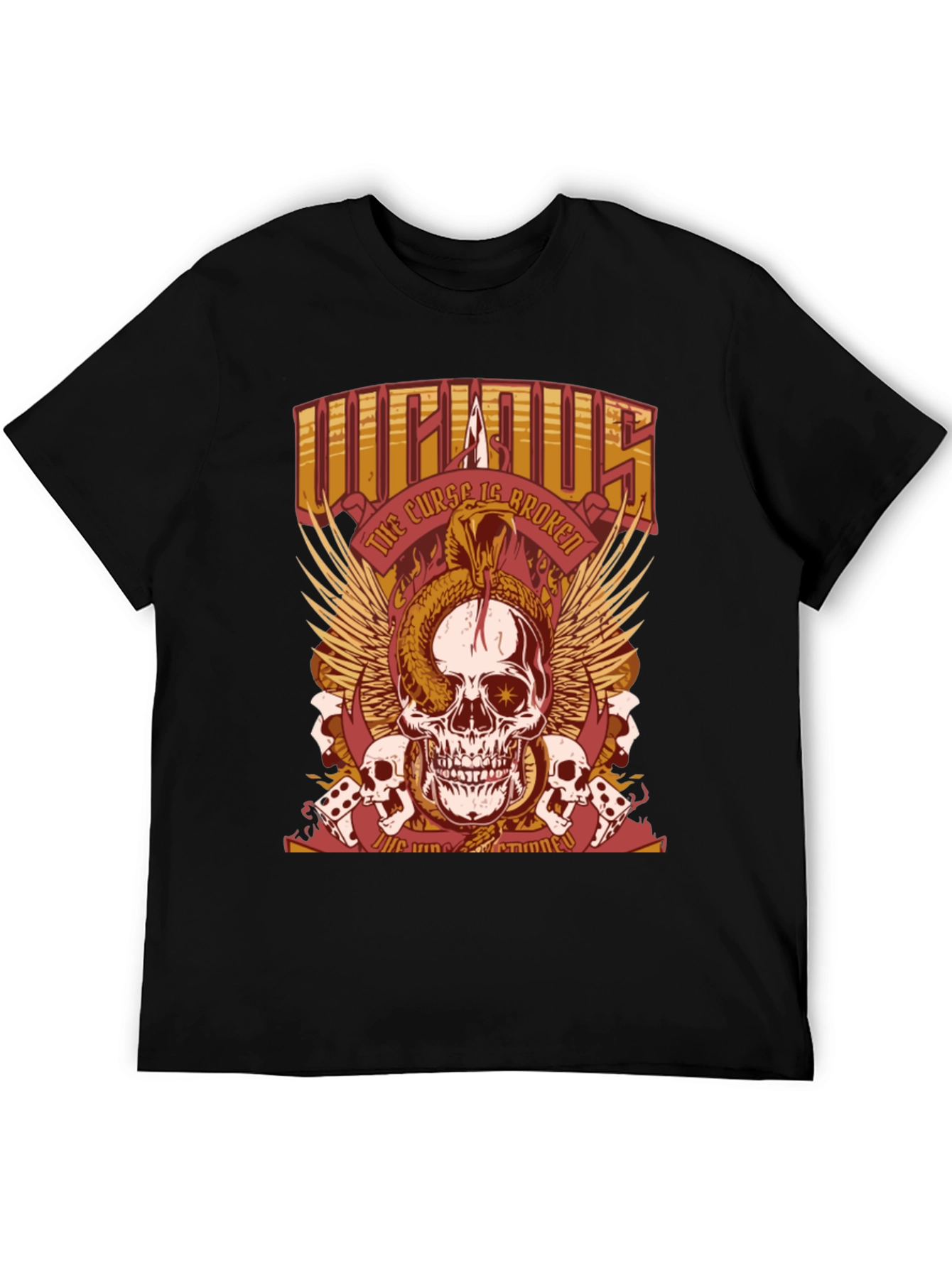 Black Skull & Snake Graphic T-Shirt - The Curse Is Broken view 5