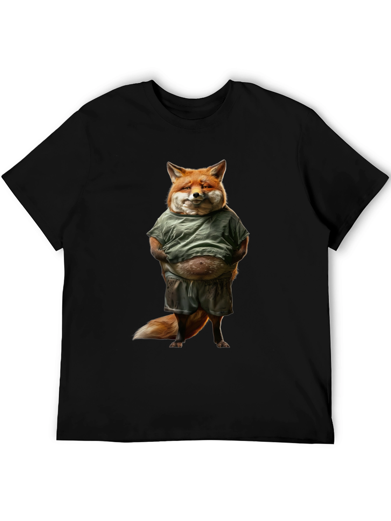 Black Funny Fox T-Shirt - Casual Animal Graphic Tee view 5