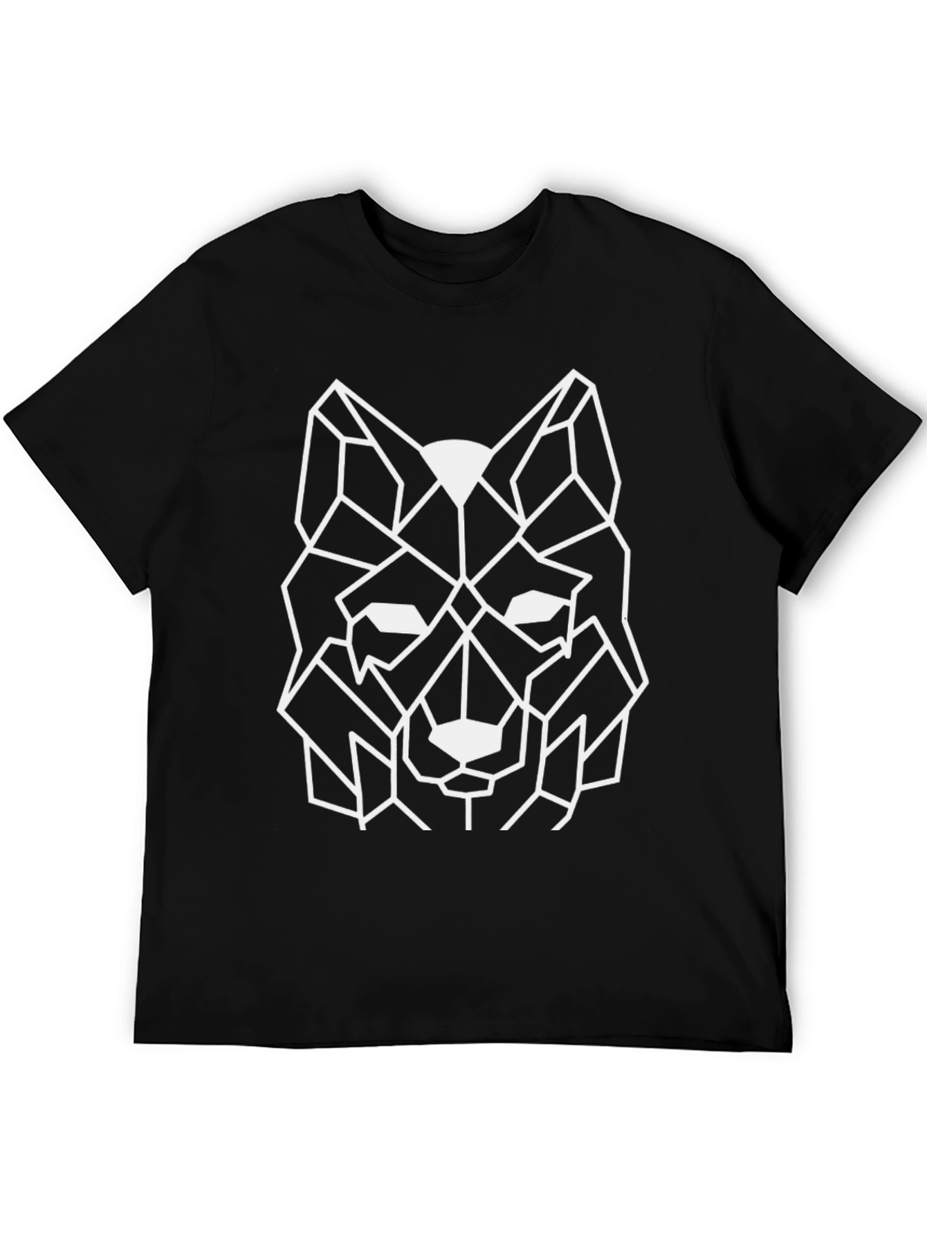 Black Geometric Wolf Graphic Tee - Modern Minimalist Style view 5