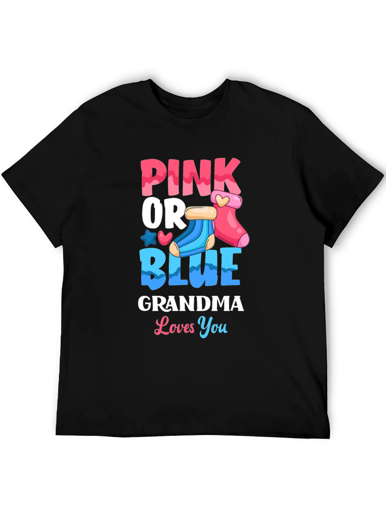 Black Pink or Blue Grandma Loves You Gender Reveal T-Shirt view 5