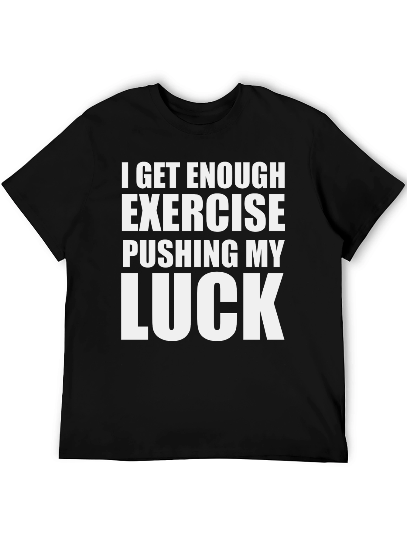 Black Funny Exercise Luck Black Graphic Tee view 5