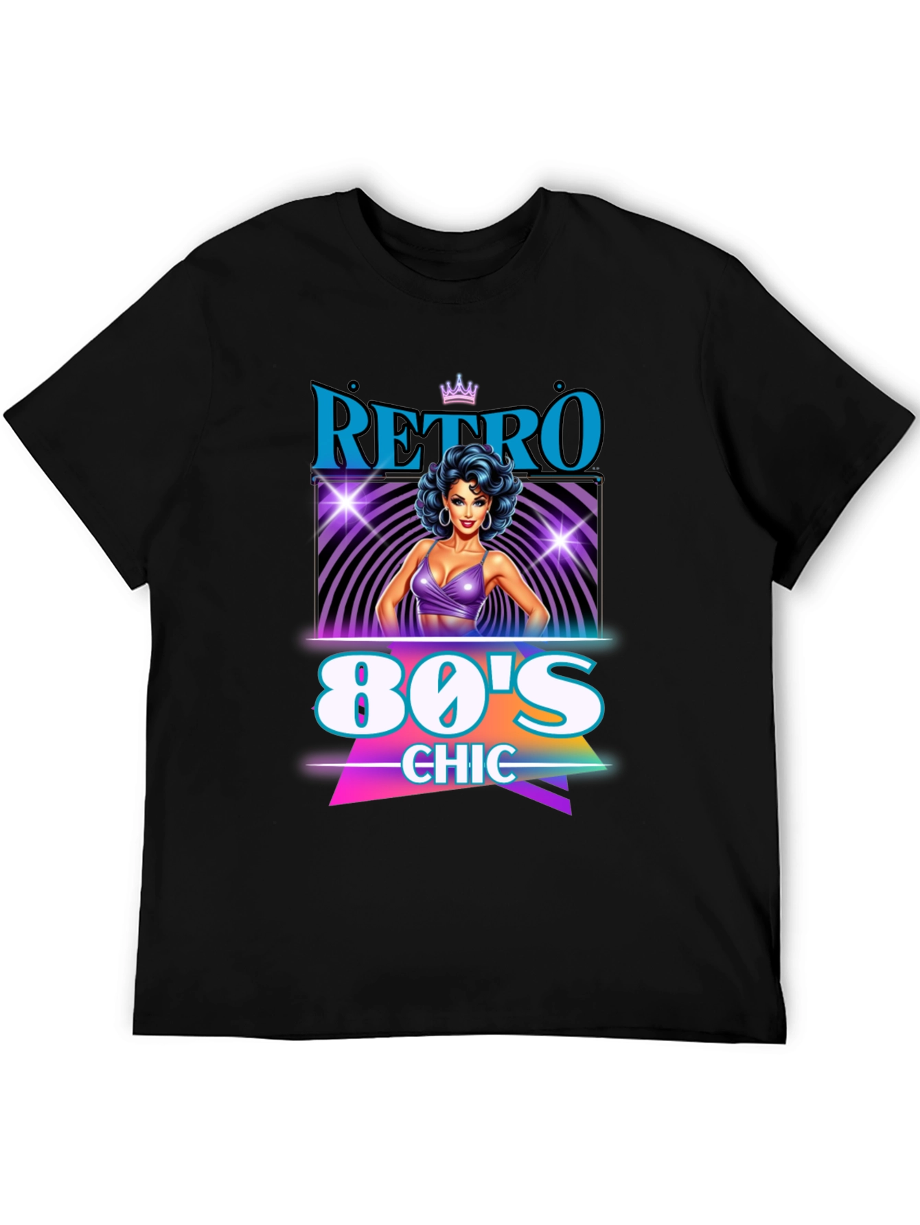 Black Retro 80's Chic Graphic Tee view 5