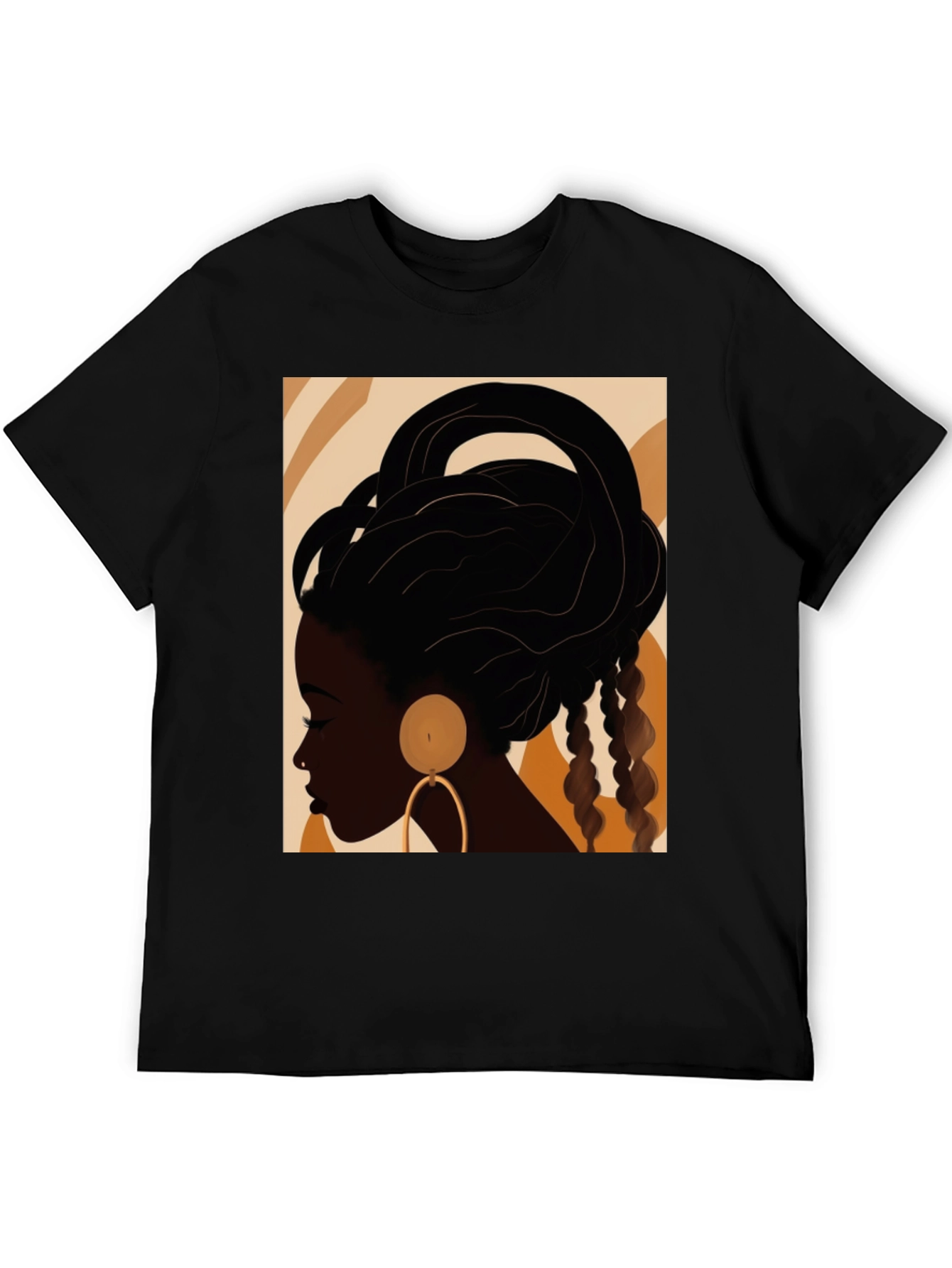 Black Stylish Afro Art Black T-Shirt view 5