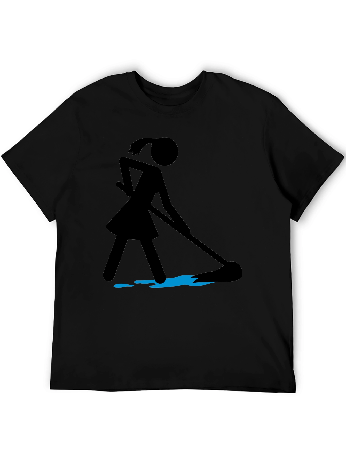 Black Funny House Cleaning Shirt - Stick Figure Mop view 5