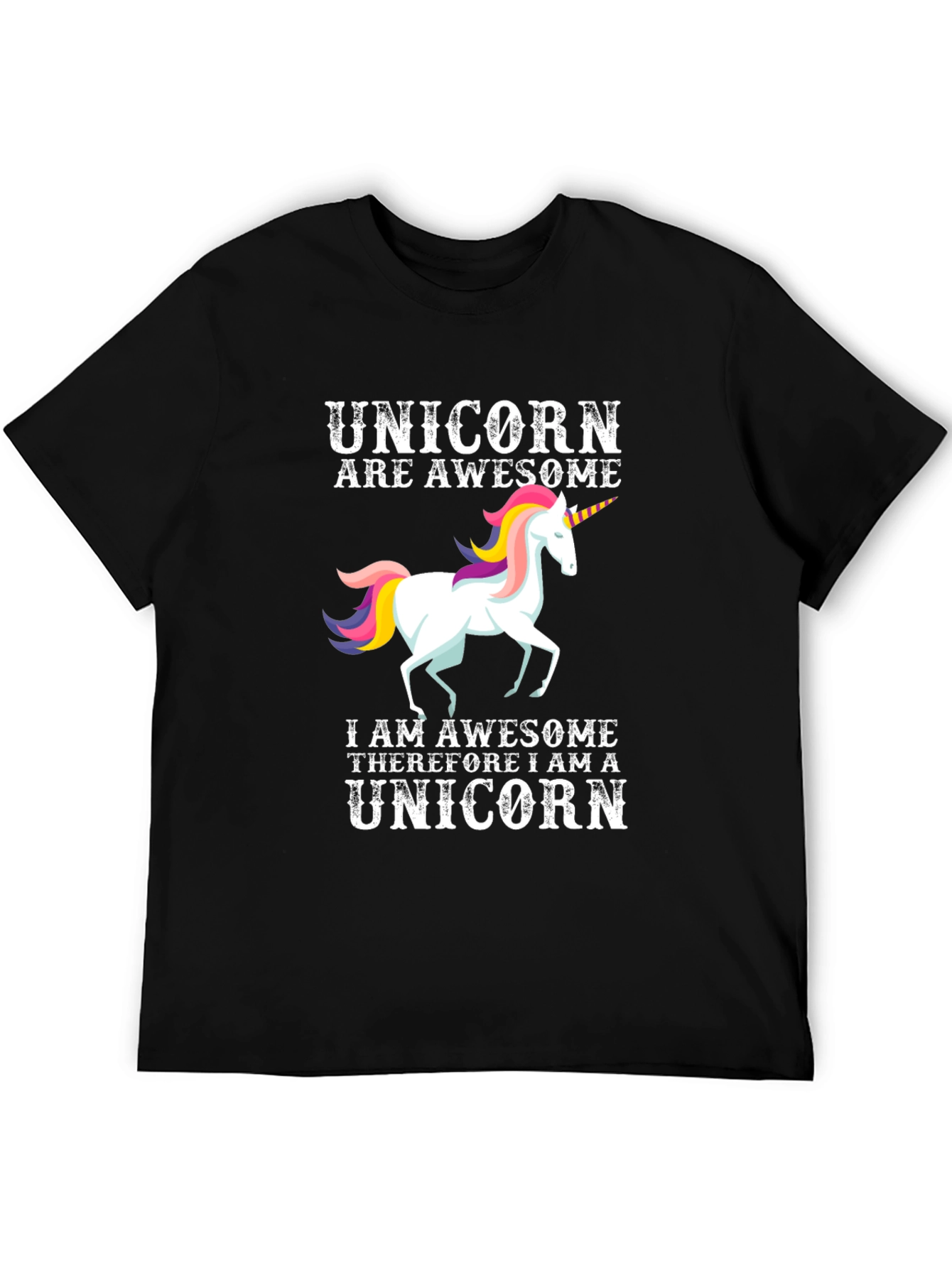 Black Awesome Unicorn Graphic T-Shirt view 5