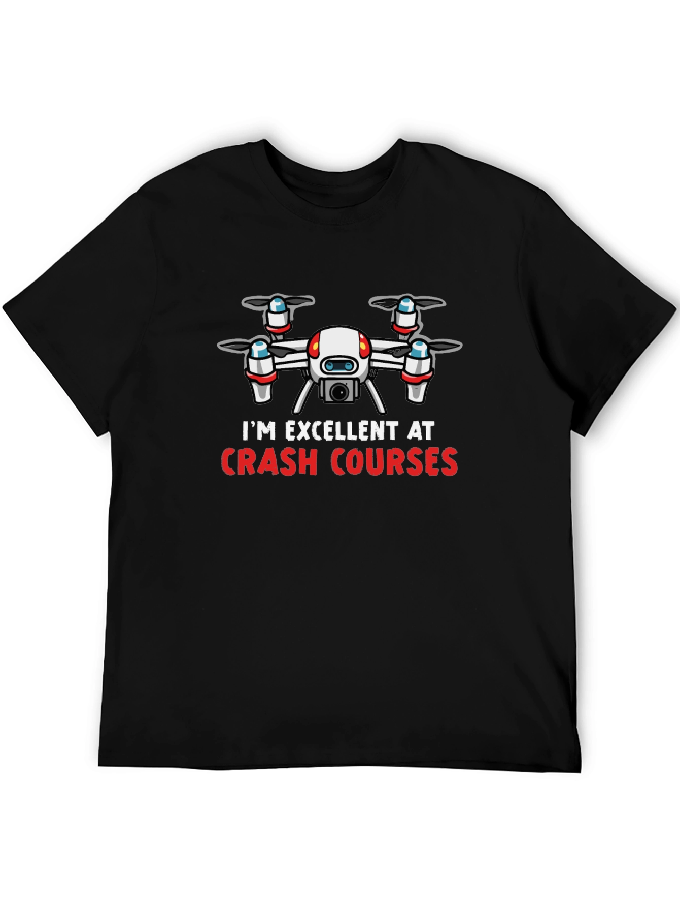 Black Drone Crash Courses Graphic T-Shirt view 5