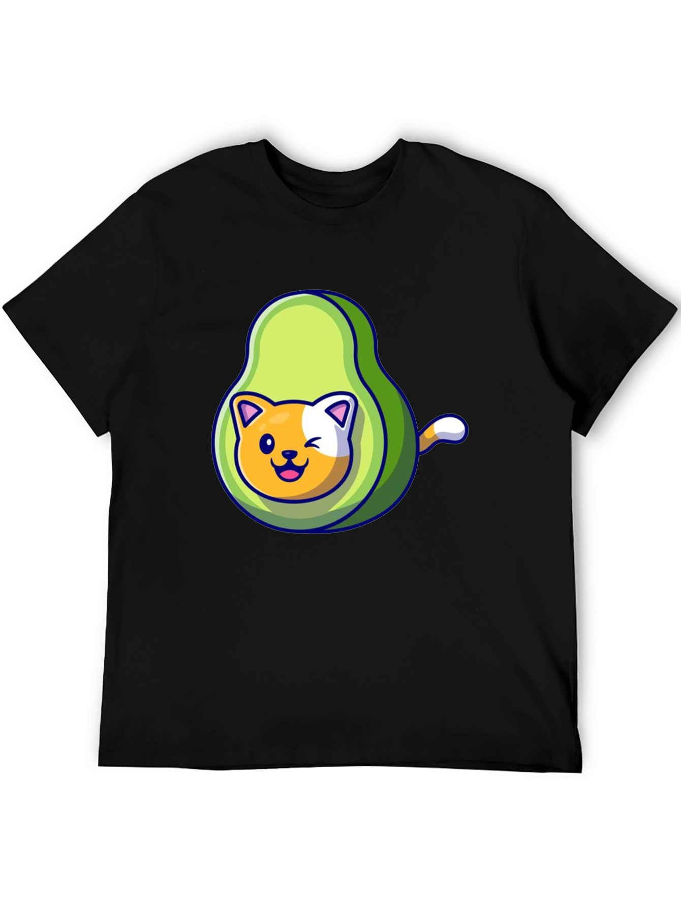 Black Avocado Cat Graphic Tee - Cute Cartoon Shirt view 5