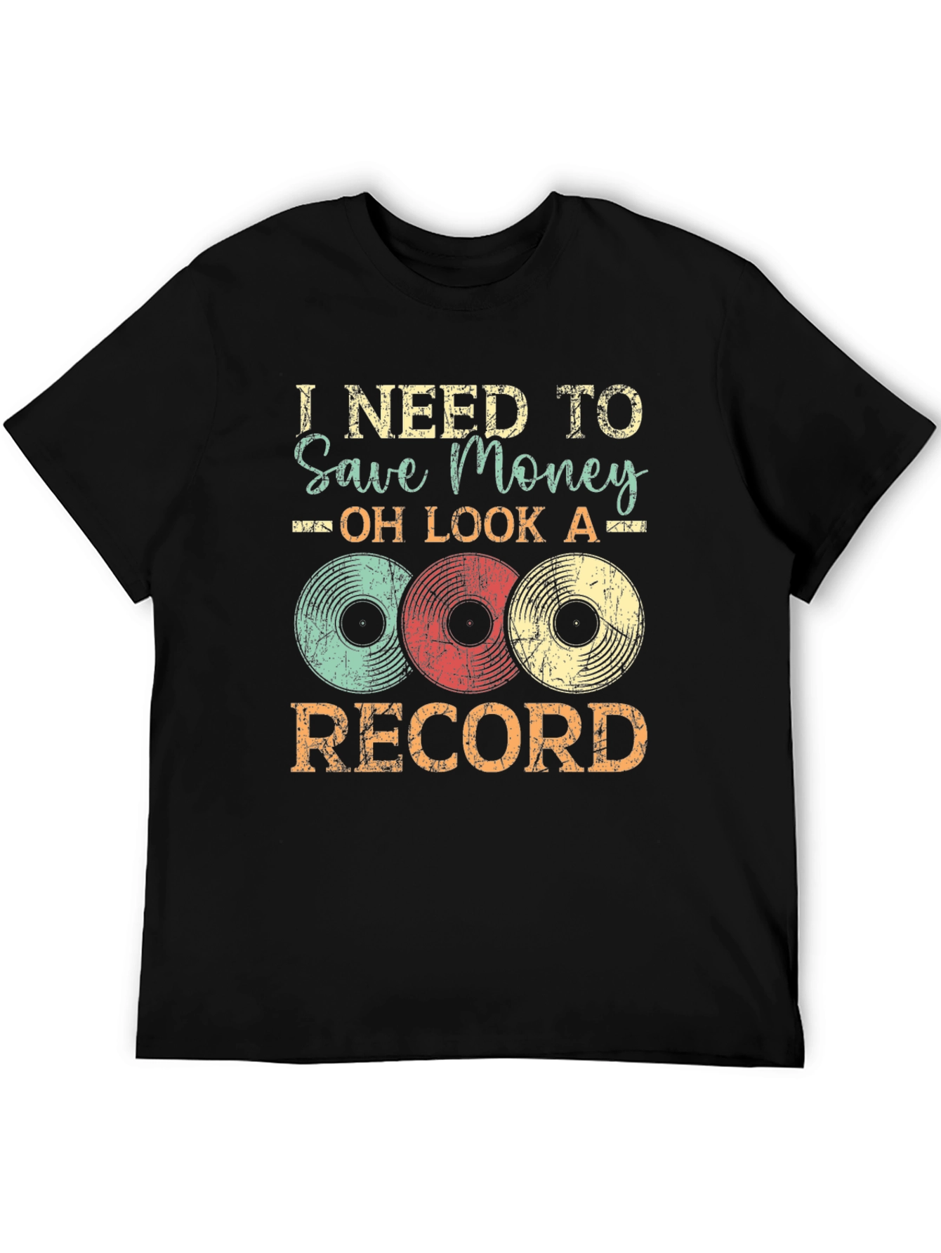 Black I Need to Save Money Vinyl Record T-Shirt view 5
