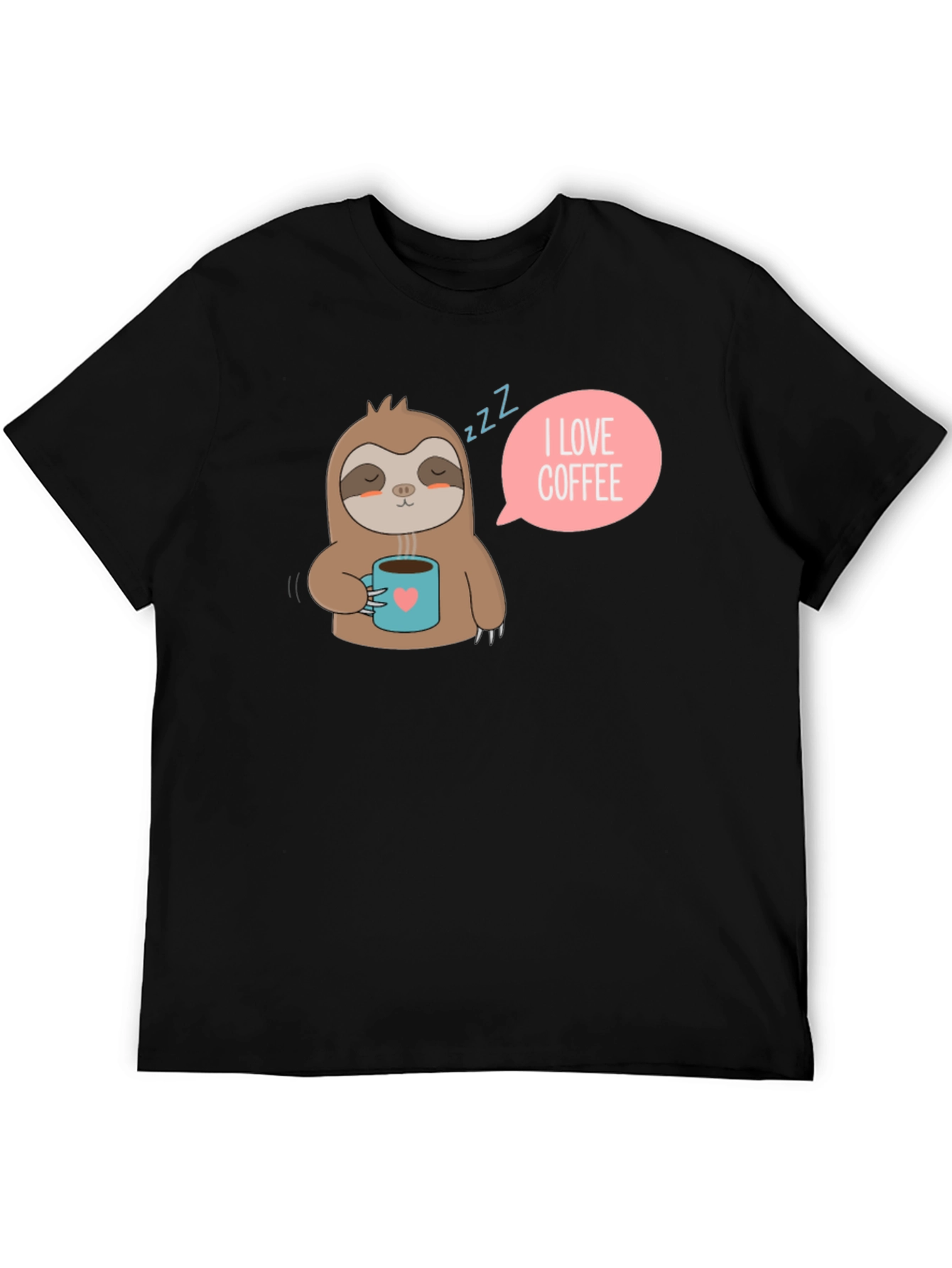 Black I Love Coffee Sloth Tee - Unisex Soft Cotton view 5