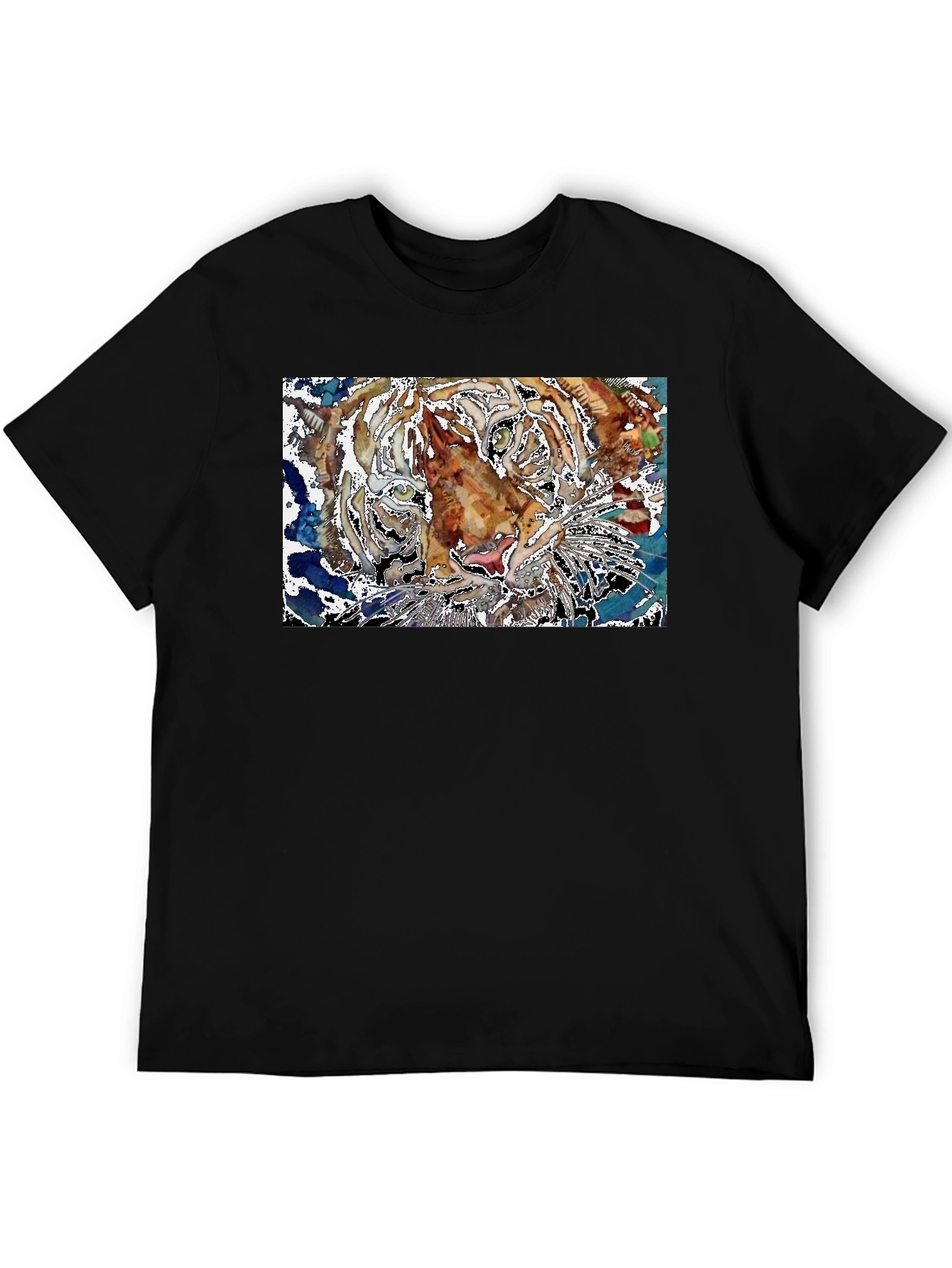 Black Abstract Tiger Graphic Black T-Shirt view 5