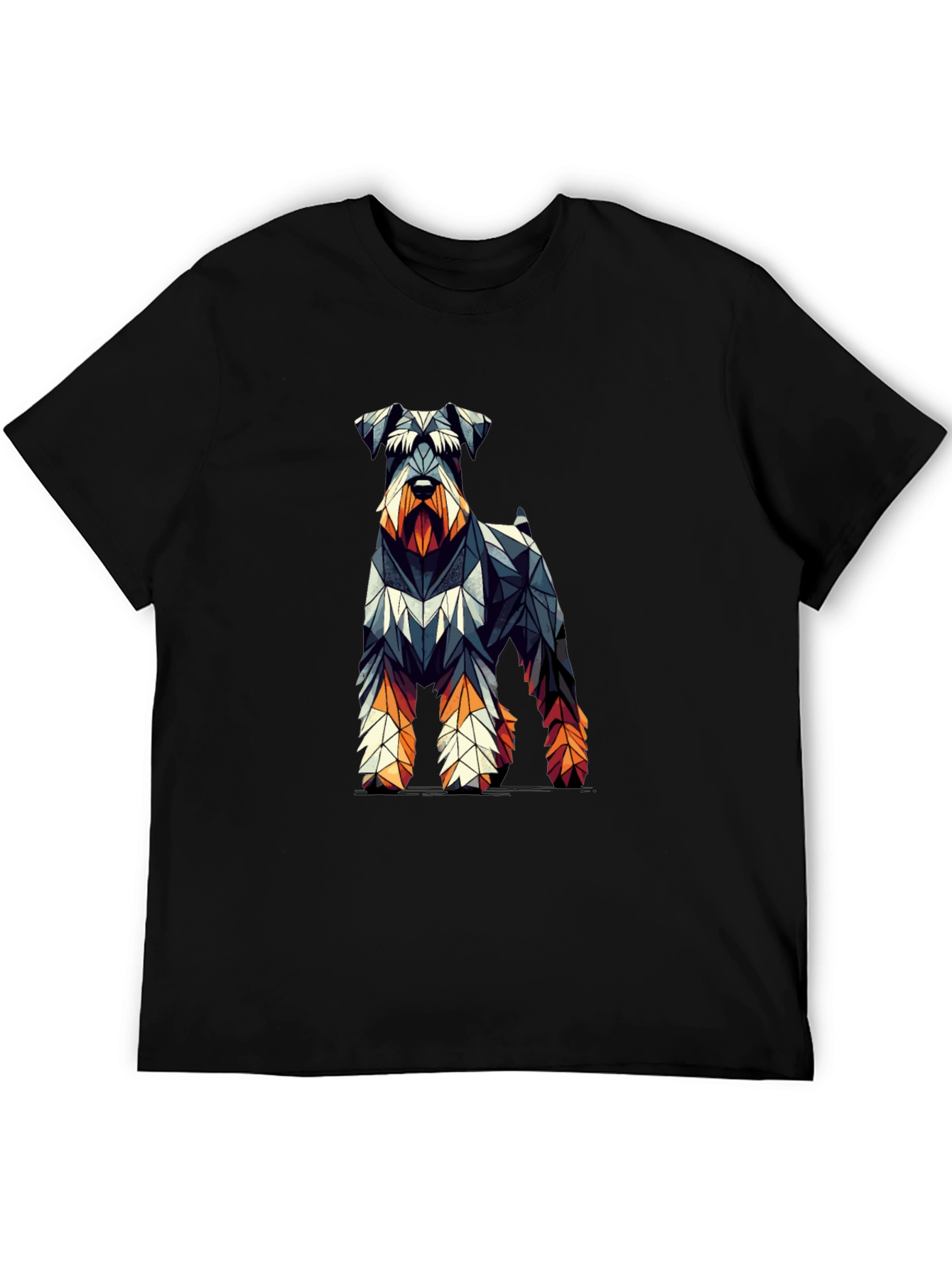 Black Geometric Dog Print Black T-Shirt view 5