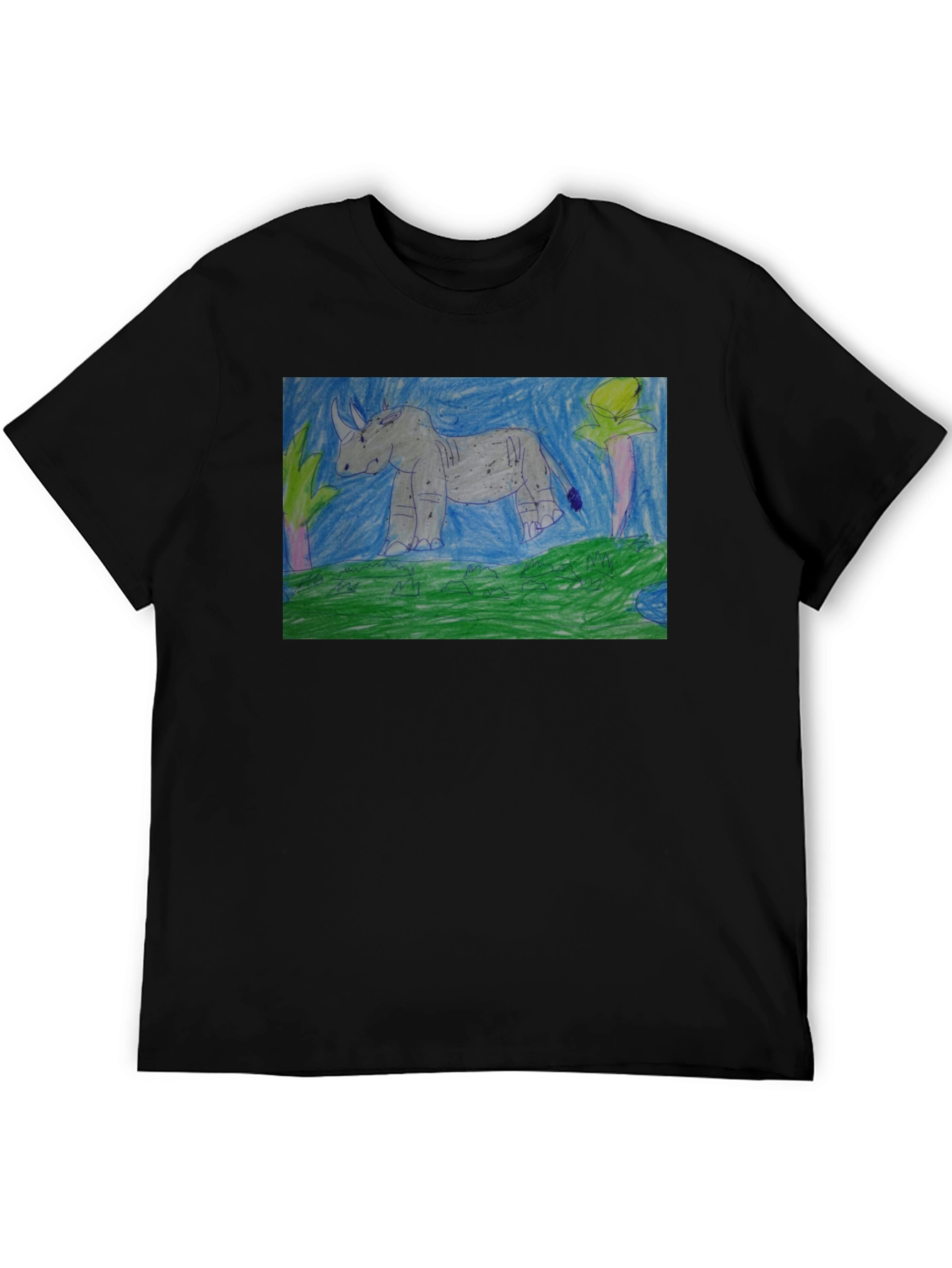 Black Rhino Graphic Print Black T-Shirt view 5