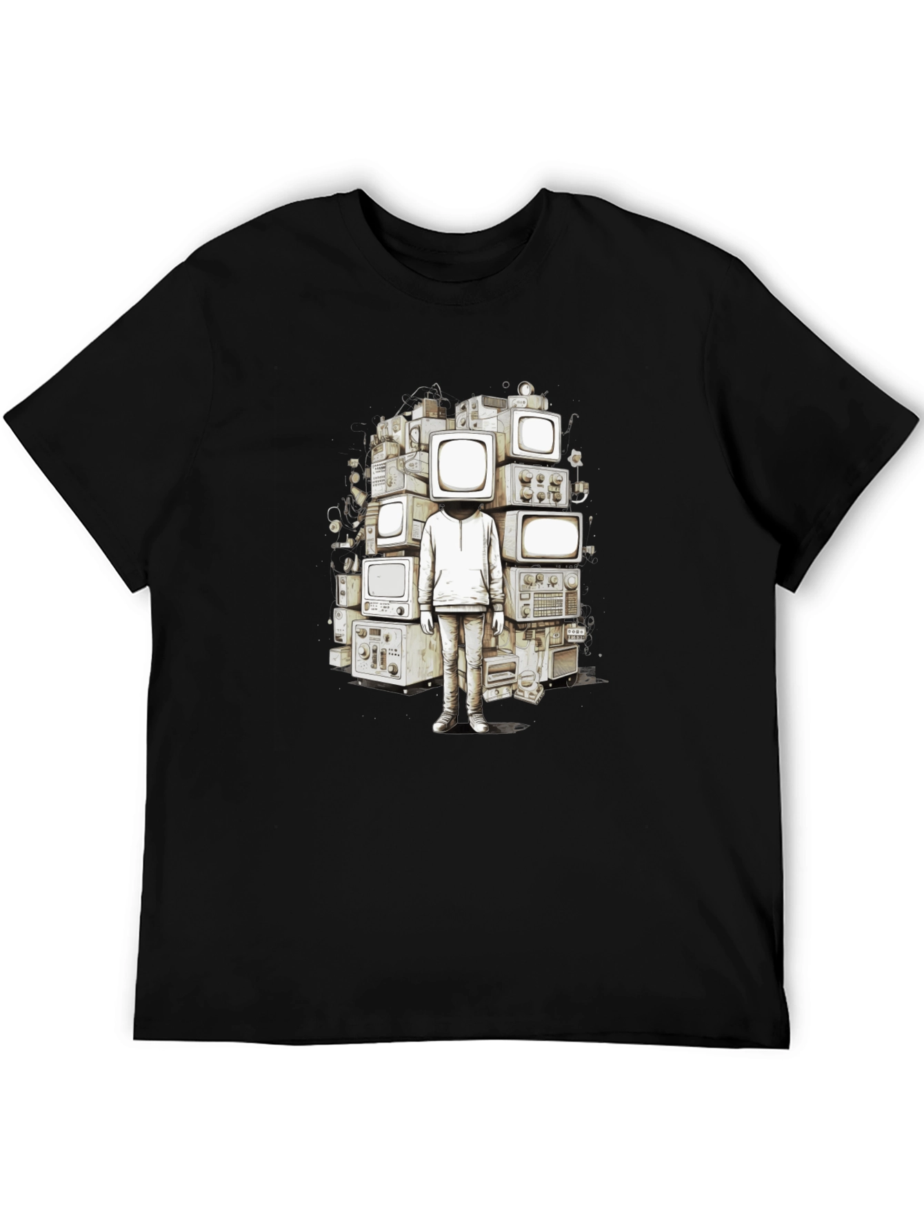 Black Retro TV Head Graphic T-Shirt - Unique Design view 5