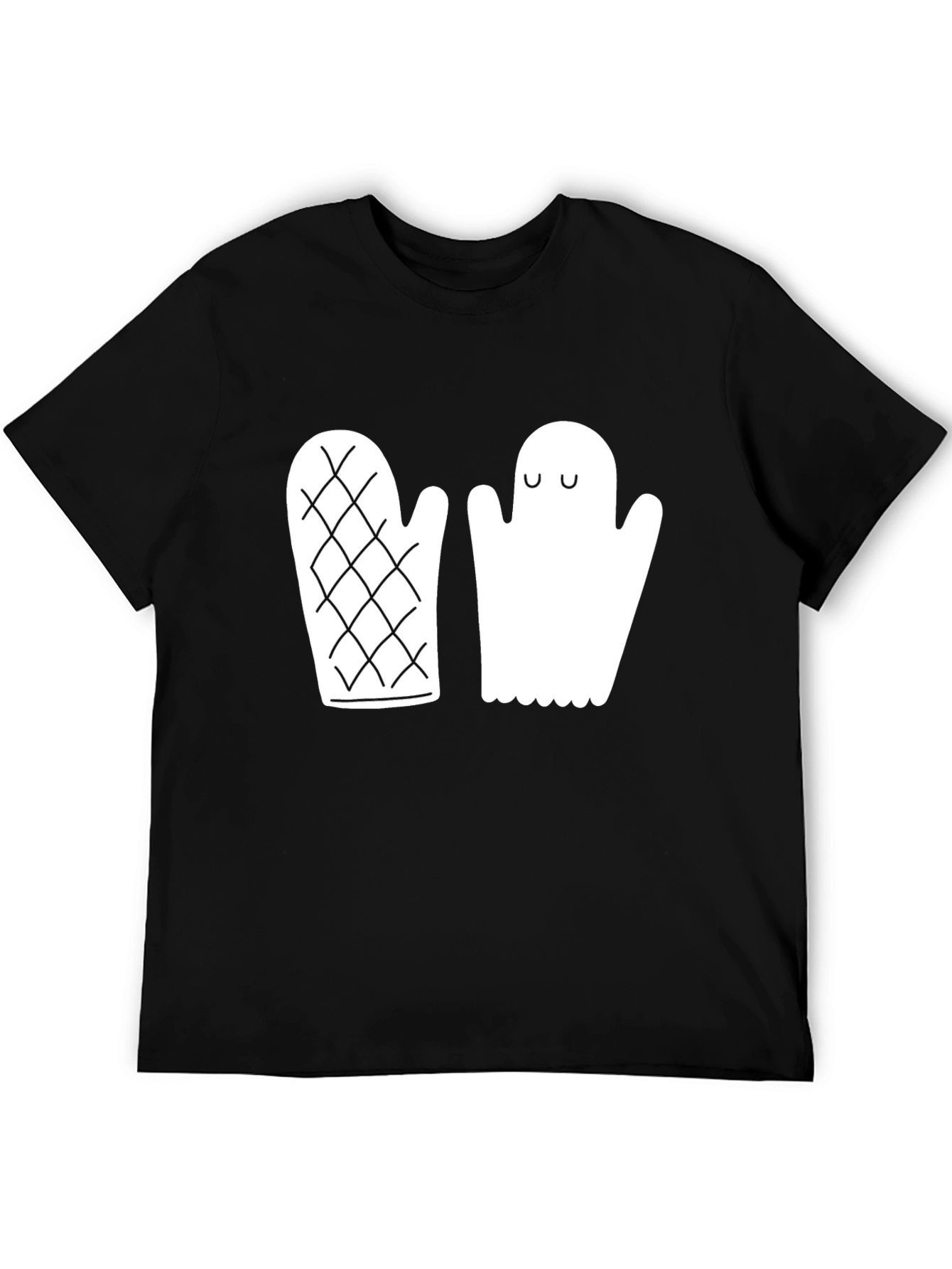 Black Quirky Ghost & Mitten Black T-Shirt view 5