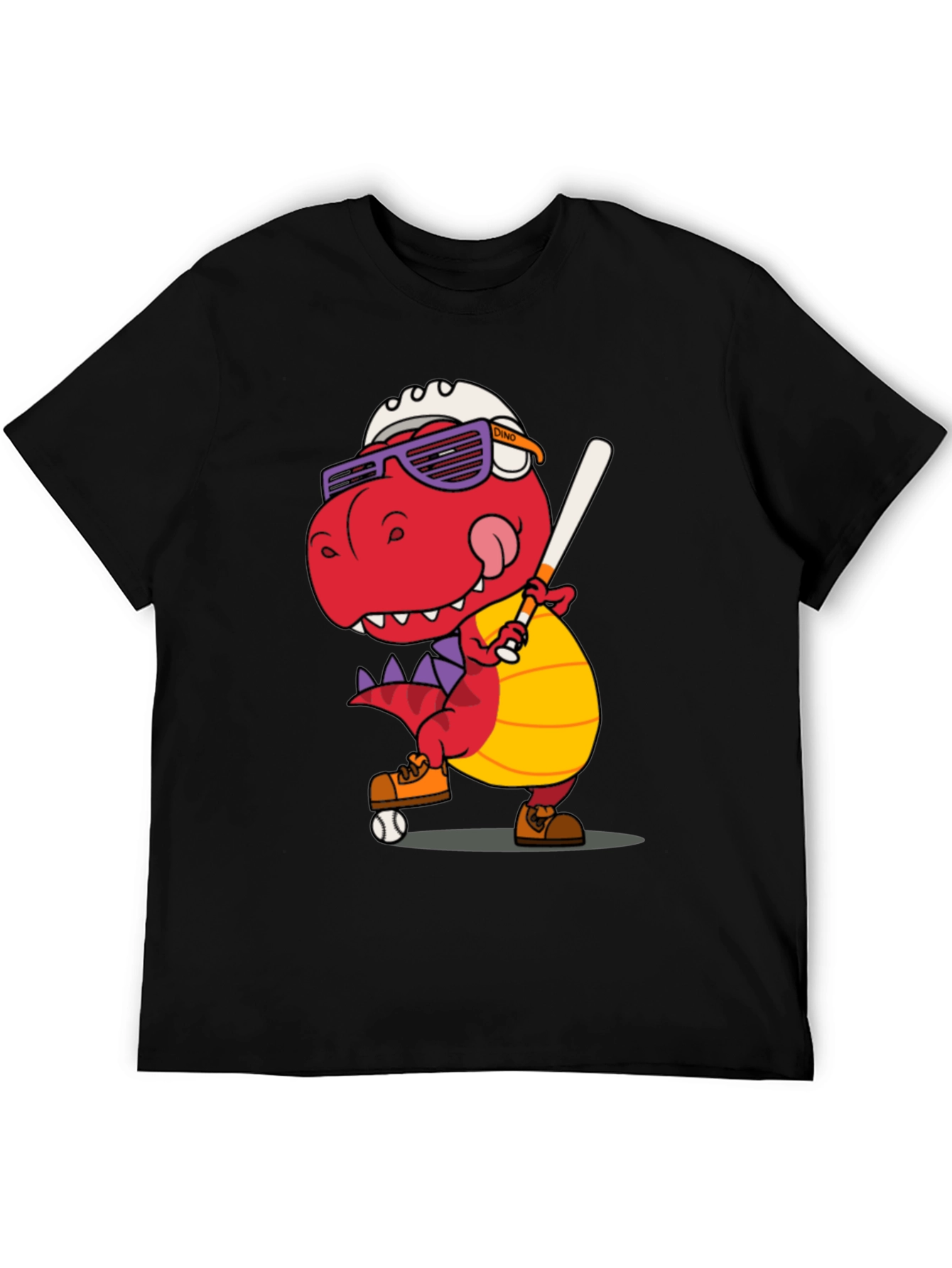 Black Dino Baseball T-Shirt - Novelty Graphic Tee view 5