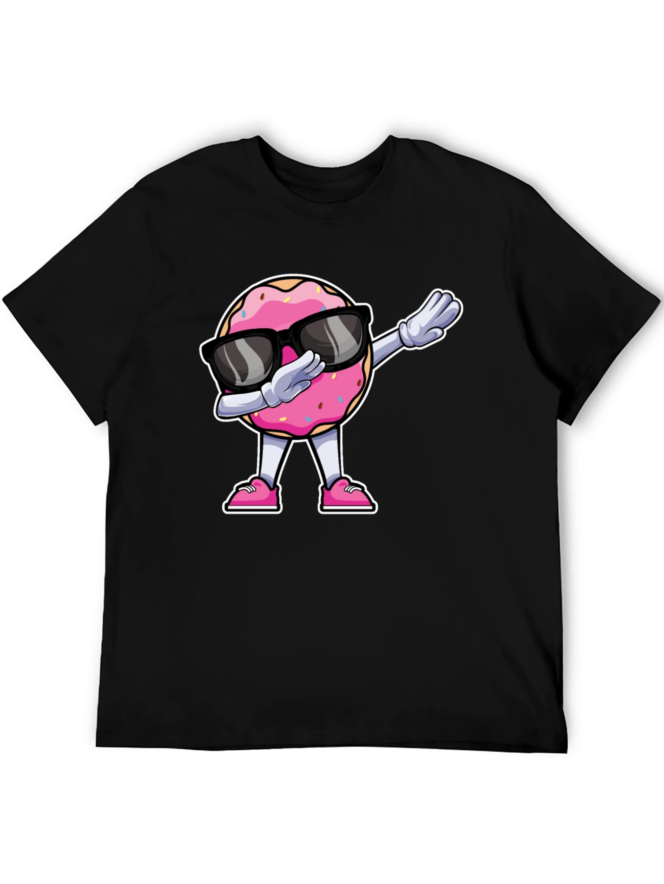 Black Dabbing Donut T-Shirt - Funny Cartoon Tee view 5