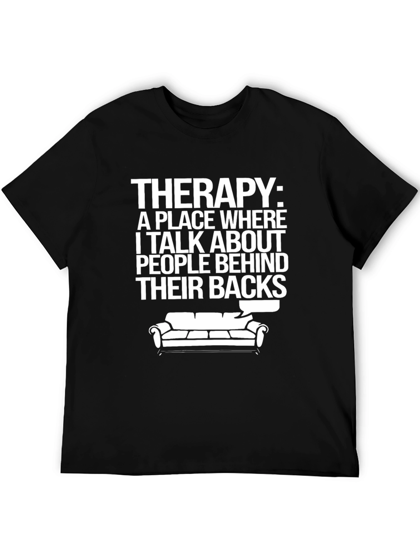 Black Therapy Funny Slogan Black T-Shirt view 5