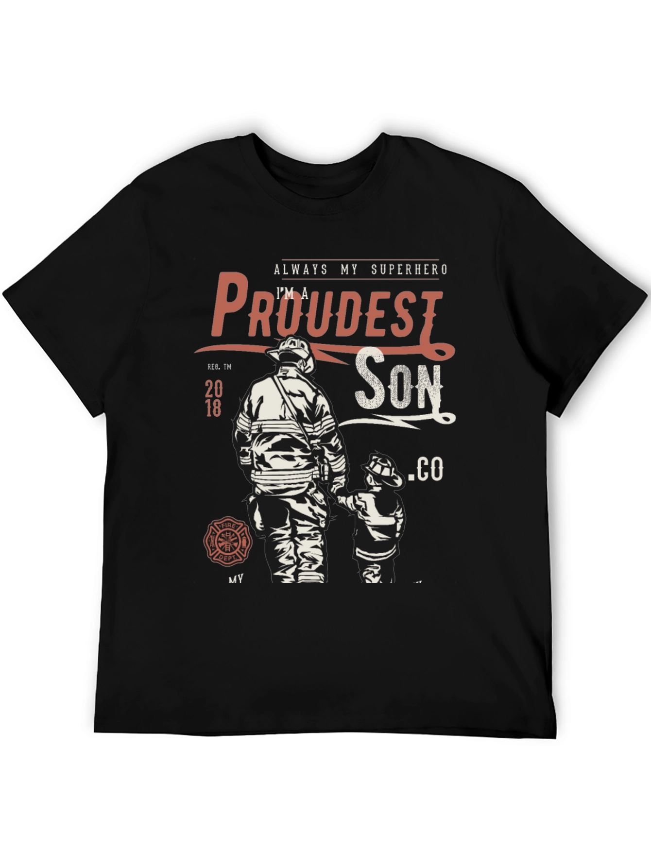 Black Proudest Son Firefighter Graphic Tee view 5