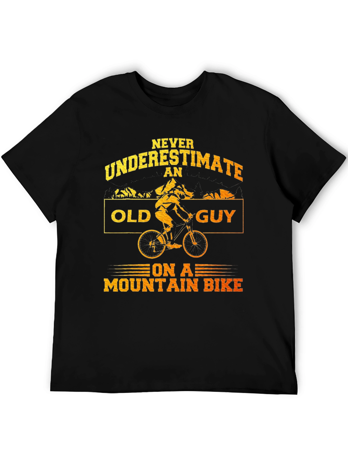 Black Never Underestimate an Old Guy Mountain Bike Graphic T-Shirt view 5