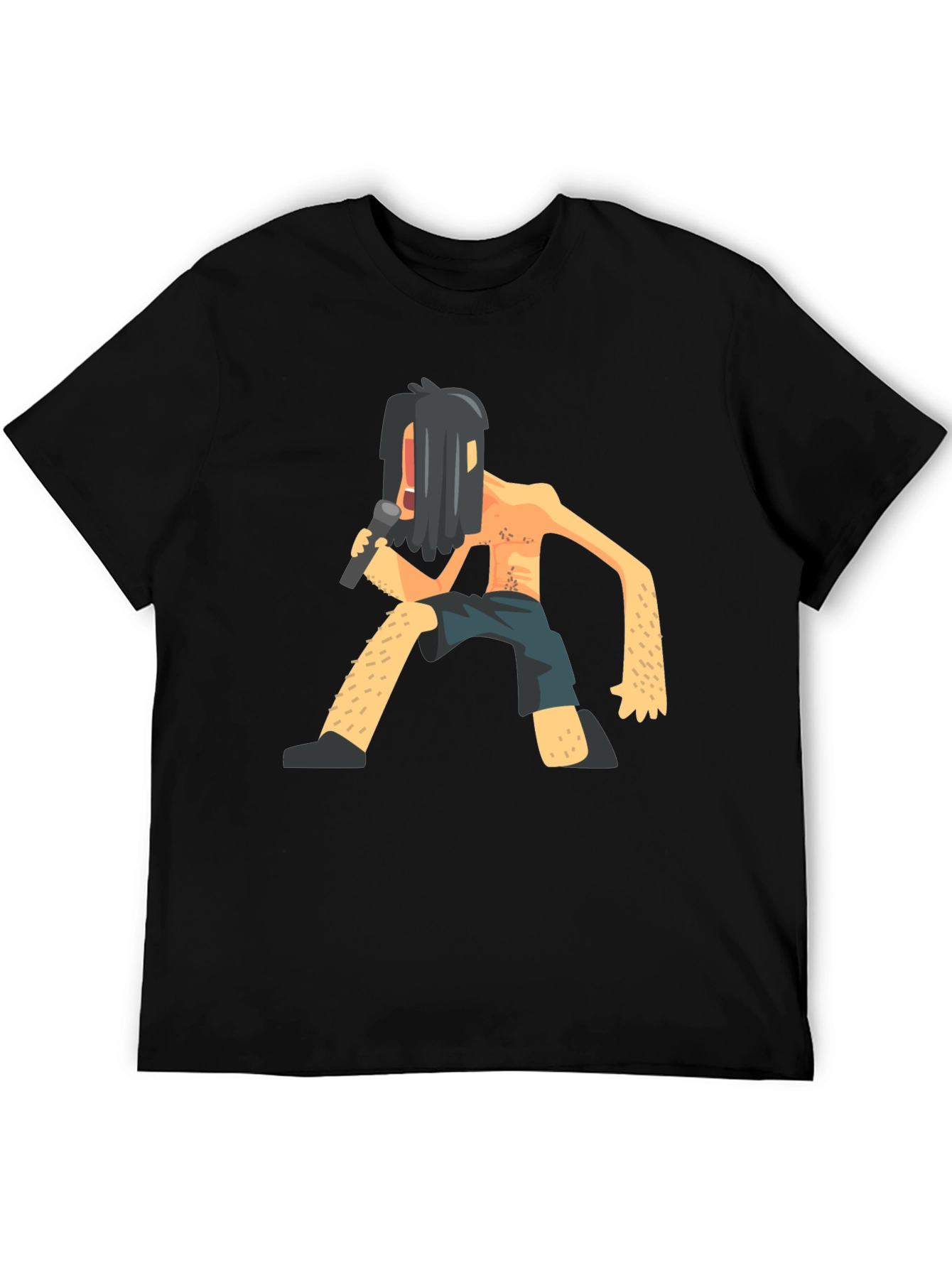 Black Black T-Shirt with Funny Singer Graphic view 5
