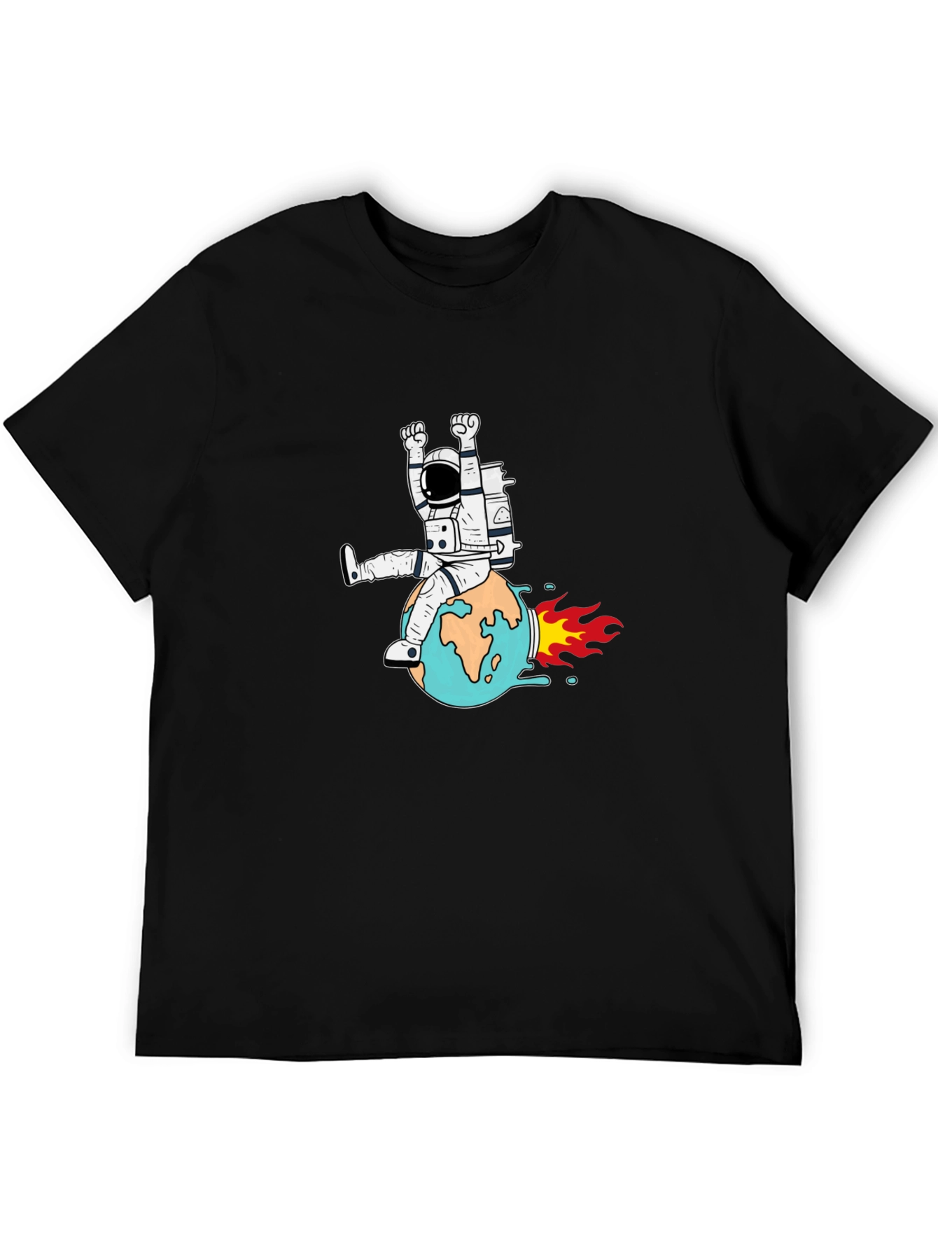 Black Astronaut Riding Earth Graphic T-Shirt view 5